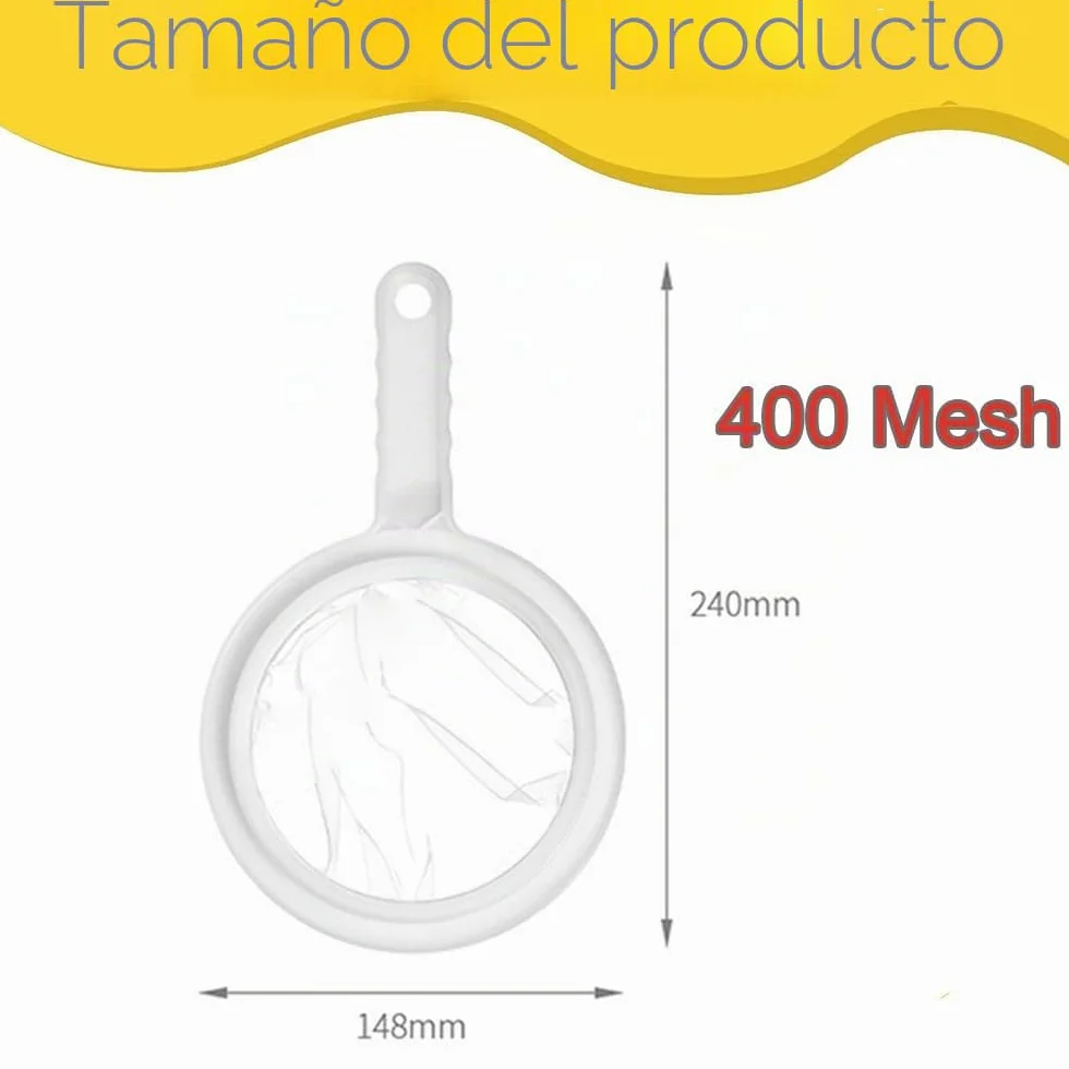 Colador Malla de Nailon Fino Ultrafino, Tamiz para Aceites, Café, Té, Jugo, Vino, Leche, 400 Puntos, Filtrado Rápido