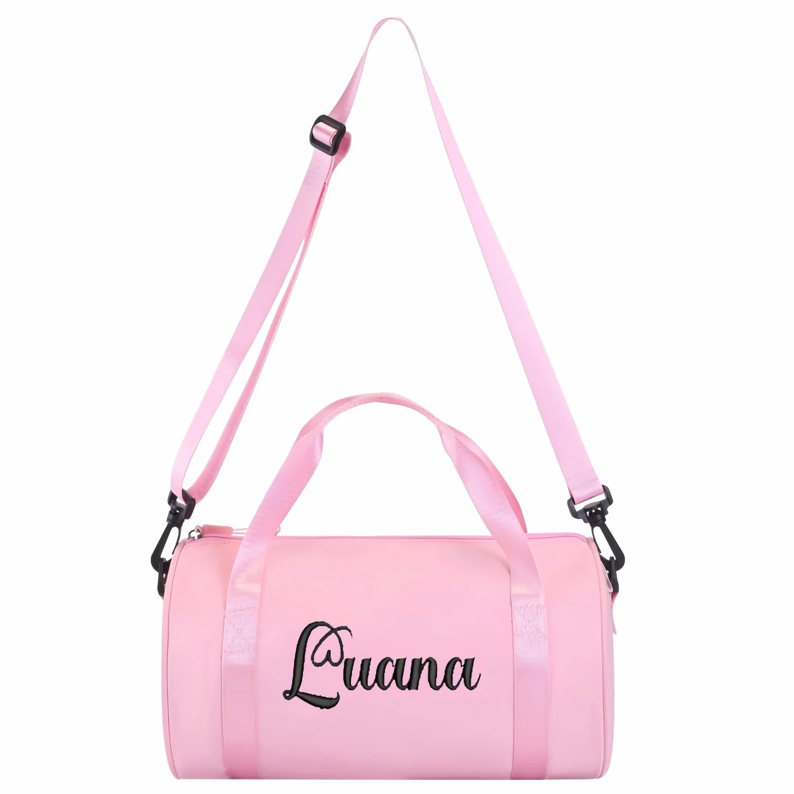 Bolsa de Baile Personalizada con Nombre Bordado, Bolsa de Ballet, Bolso de Yoga y Gimnasio para Mujer 11,8 x 6,69 x 6,69 Pulgadas Rosa