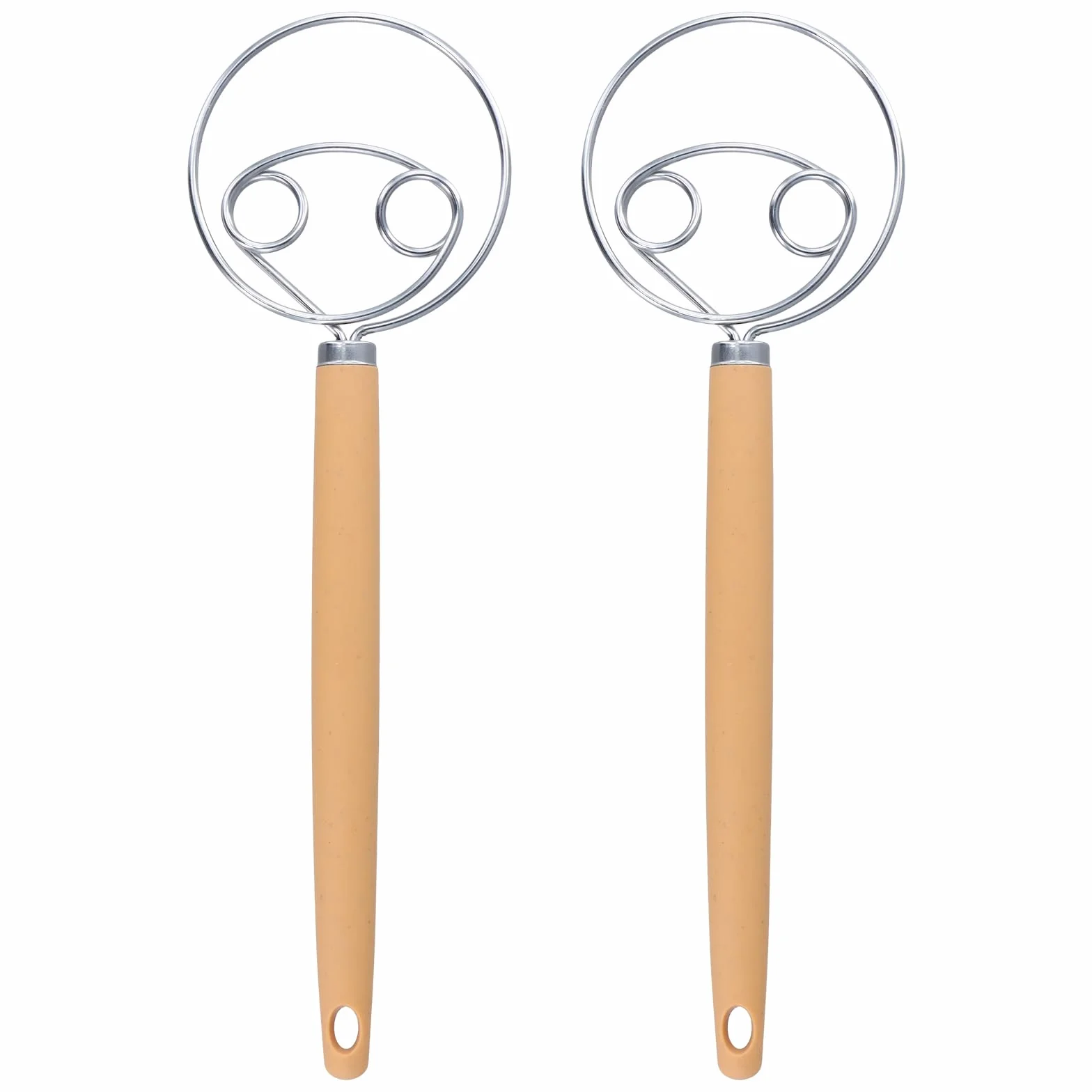 2 Piezas Batidor de Masa Danés, Varillas Cocina de Acero Inoxidable, Batidora Manual con Mango, Accesorios de Cocina para Pan, Masa, Galletas y Pizza