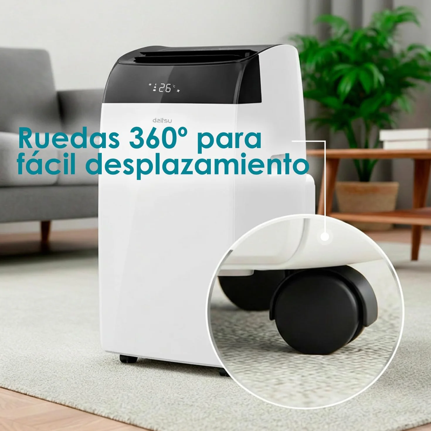 Daitsu - Aire Acondicionado Portátil Frío,Calor, Deshumidificador y Ventilador | 4 en 1 | Alisios Premium APD12FCX | Compacto y Silencioso | Mando a Distancia | Para Hogar u Oficina hasta 30 m²