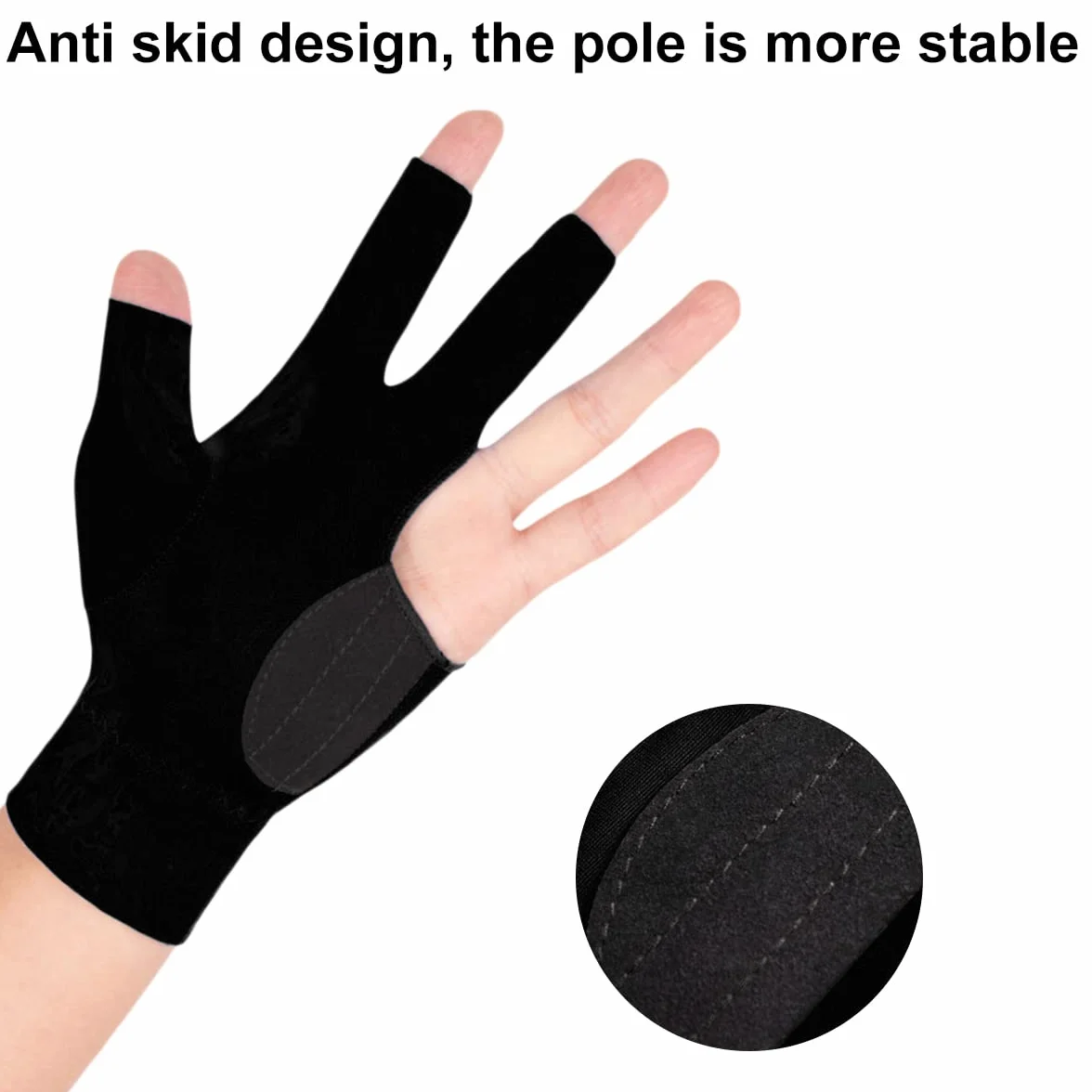 Tokaneit Guantes de Billar Antideslizantes,Guante de Taco de Tres Dedos,Guante de Billar Universal de Tres Dedos,Guantes Elásticos Transpirables,Unisex,por Las Manos Izquierda y Derecha 2 Piezas