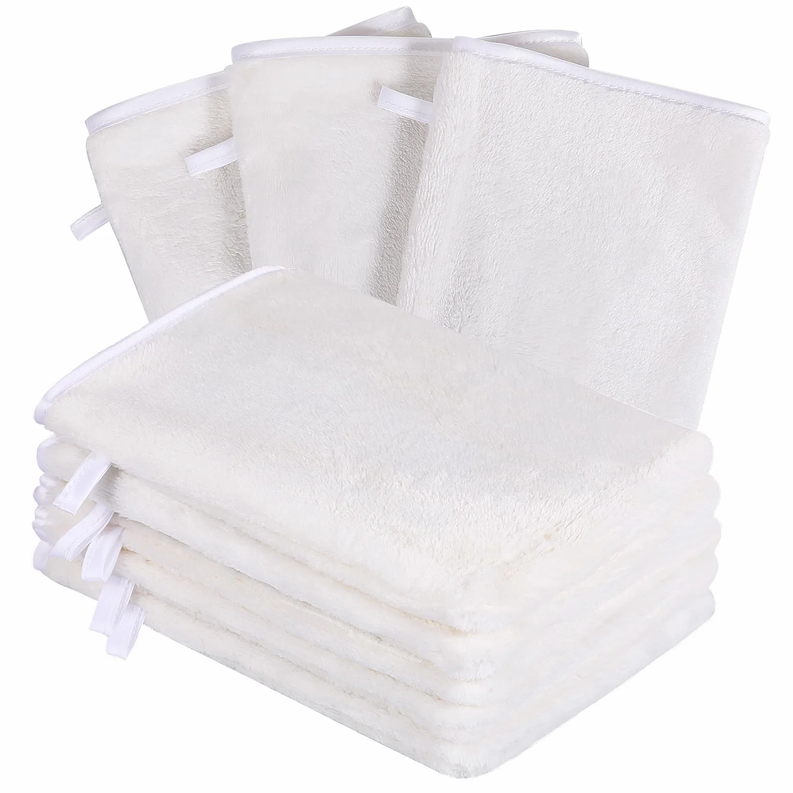 Manoplas Baño Toallas Baño Toalla Facial Toalla Cara Toalla Microfibra Toallas Lavabo Esponja Bebe Recien Nacido Toalla Desmaquillante Reutilizable Limpieza Facial 15x21cm Franela 8 Blanco