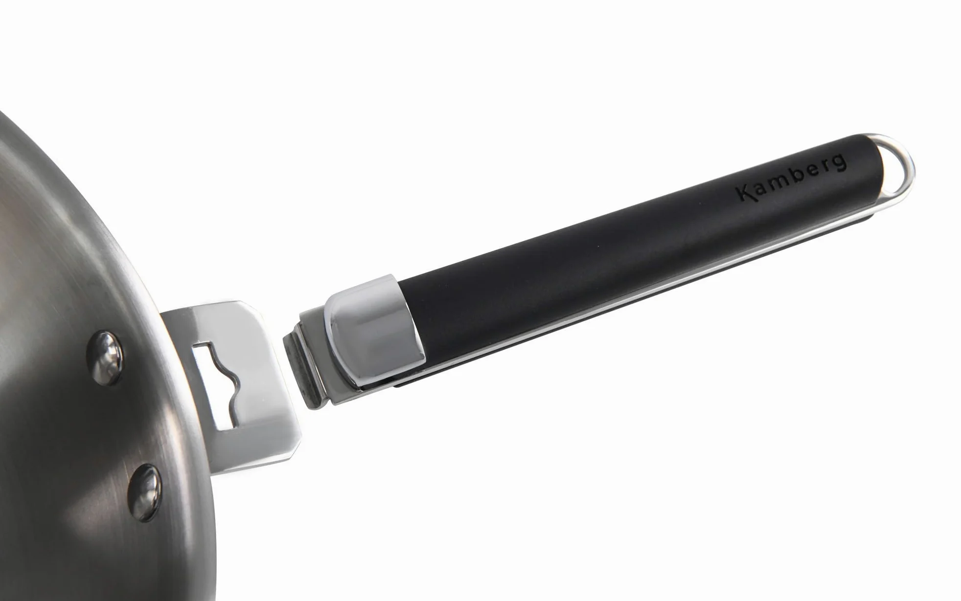 Kamberg - Wok acero inoxidable 28 cm mango extraíble - acero inoxidable 18/10 Triply - Todos los fuegos incluyendo inducción y horno, gris