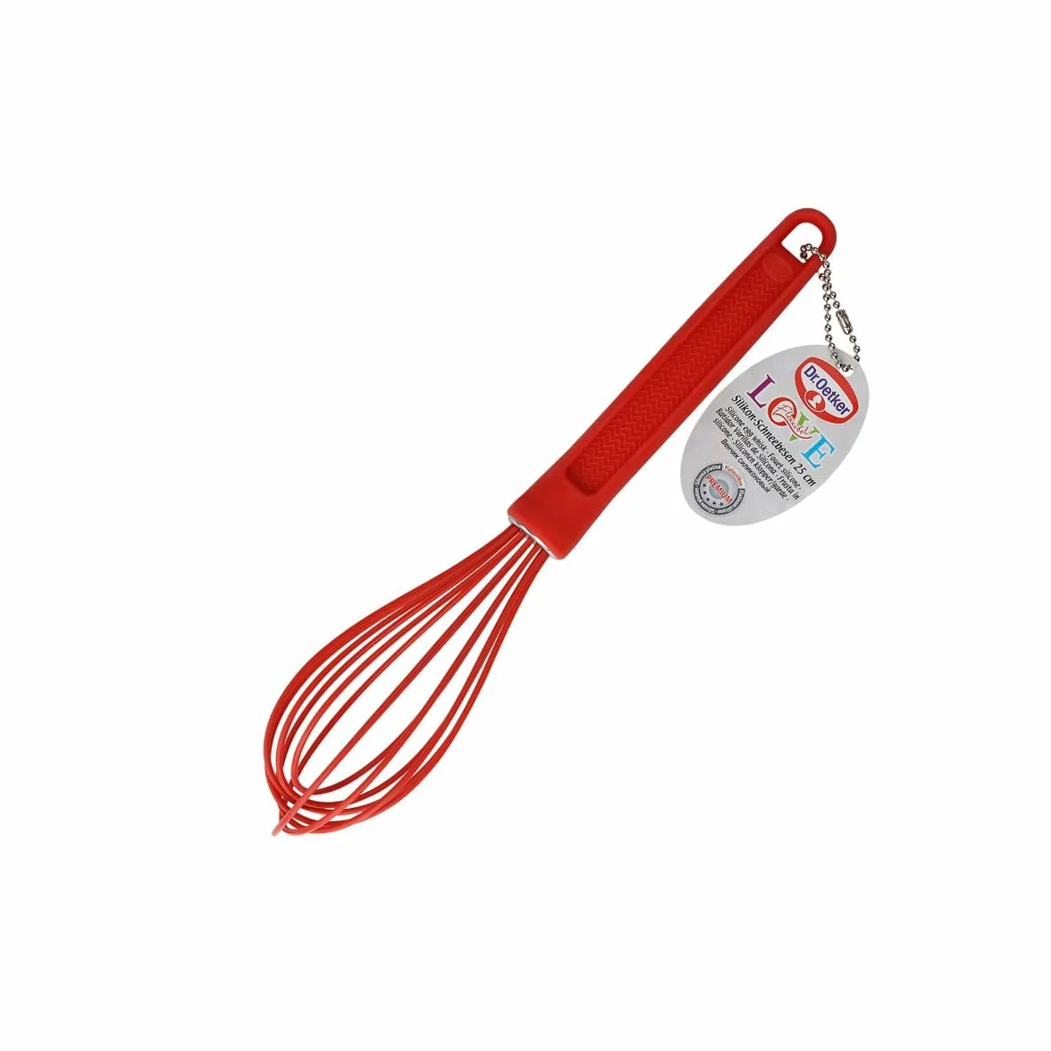Dr. Oetker Flexxibel Batidor Manual de Varillas en Silicona, 25 cm, Antiadherente, Apto para Lavavajillas, Resistente a Temperatura de -40ºC a +230ºC, Resistente al Ácido de la Fruta, Color Rojo, 1ud.