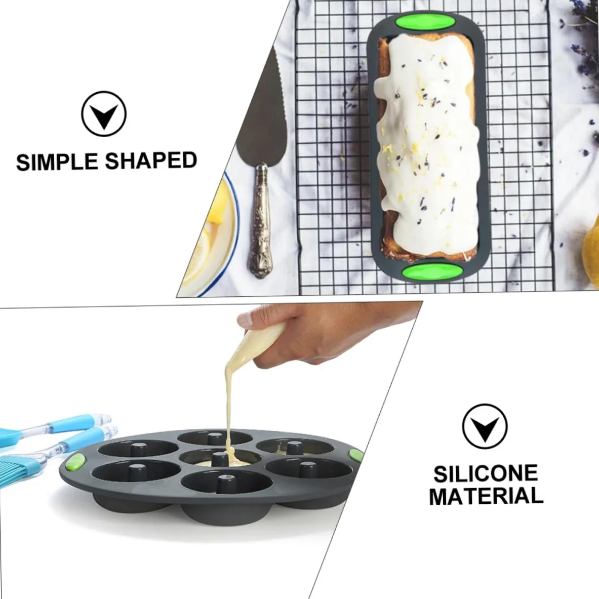 Luxshiny Molde para Hornear Pasteles 5 Piezas de Silicona Gris, Kit Práctico para Repostería y Bizcochos en Horno