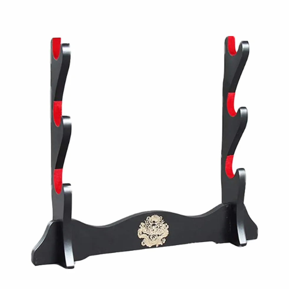 Soporte de Katana Acolchado de Terciopelo Japonés - Estante de Exhibición de Samurai para Toda la Espada, 3 Niveles