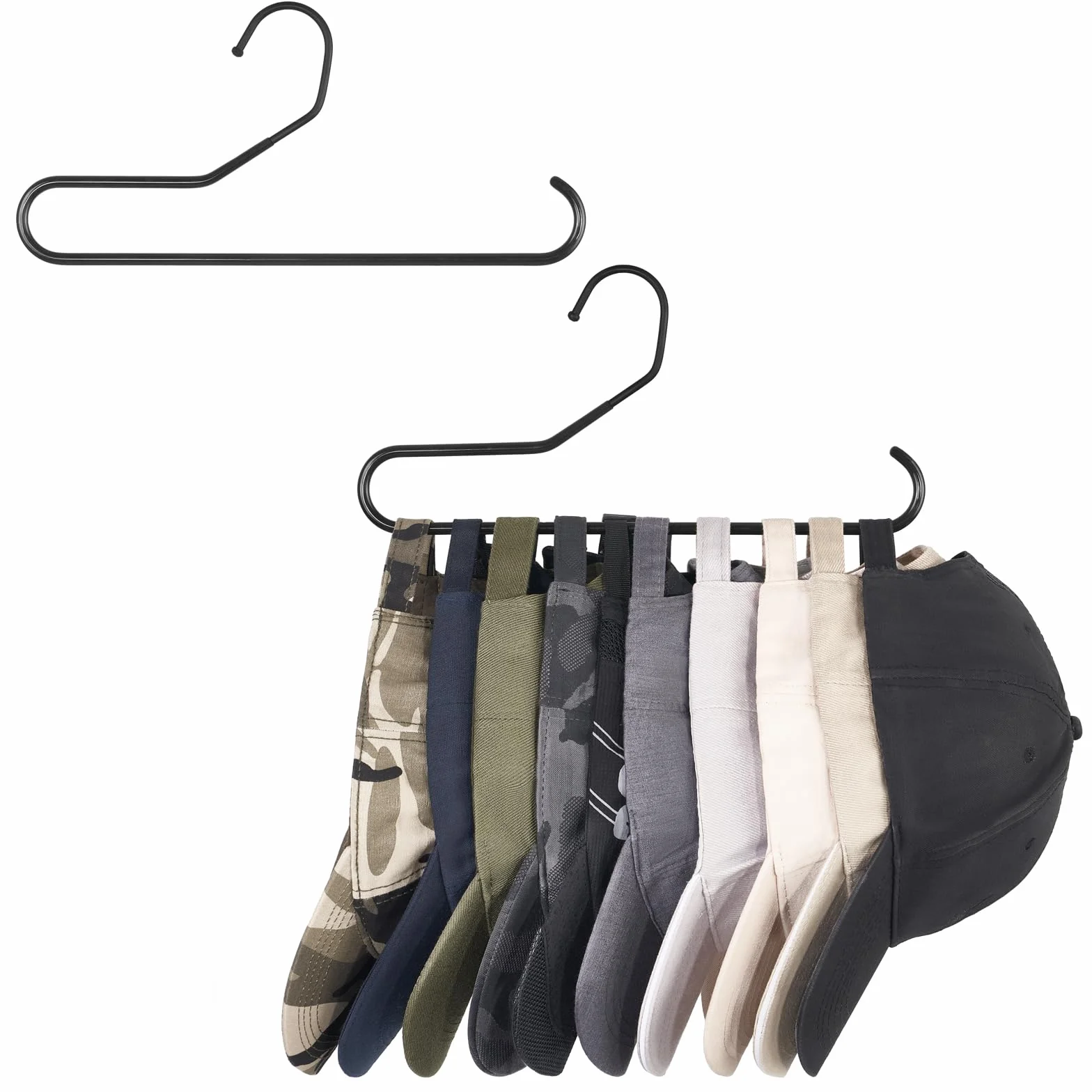 Mkono Organizador de sombreros para gorras de béisbol, estante de metal para sombreros, juego de 2 perchas para gorras, organizador de almacenamiento de sombreros con capacidad para 20 gorras, color