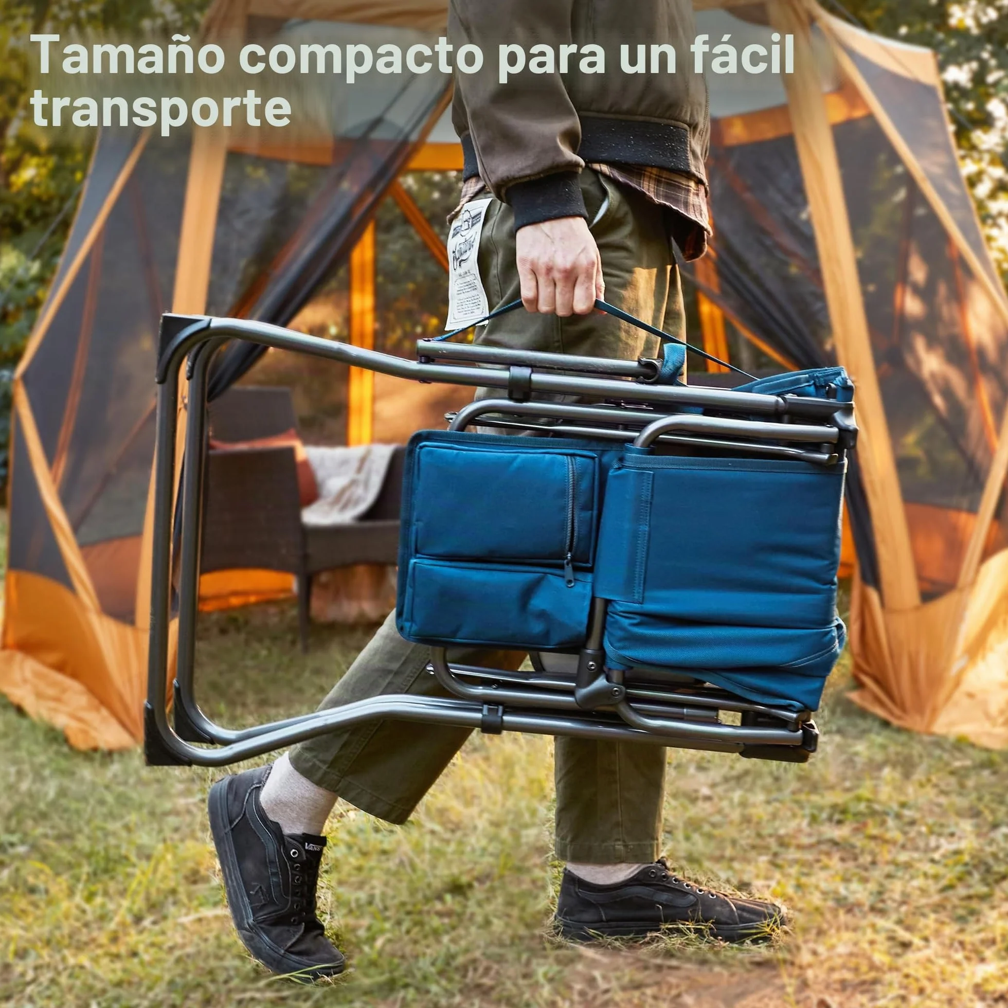 EVER ADVANCED Silla plegable portátil de 30.7 pulgadas de altura del asiento, silla de directores, taburete de bar alto plegable con mesa auxiliar para maquilladores, camping, eventos deportivos,