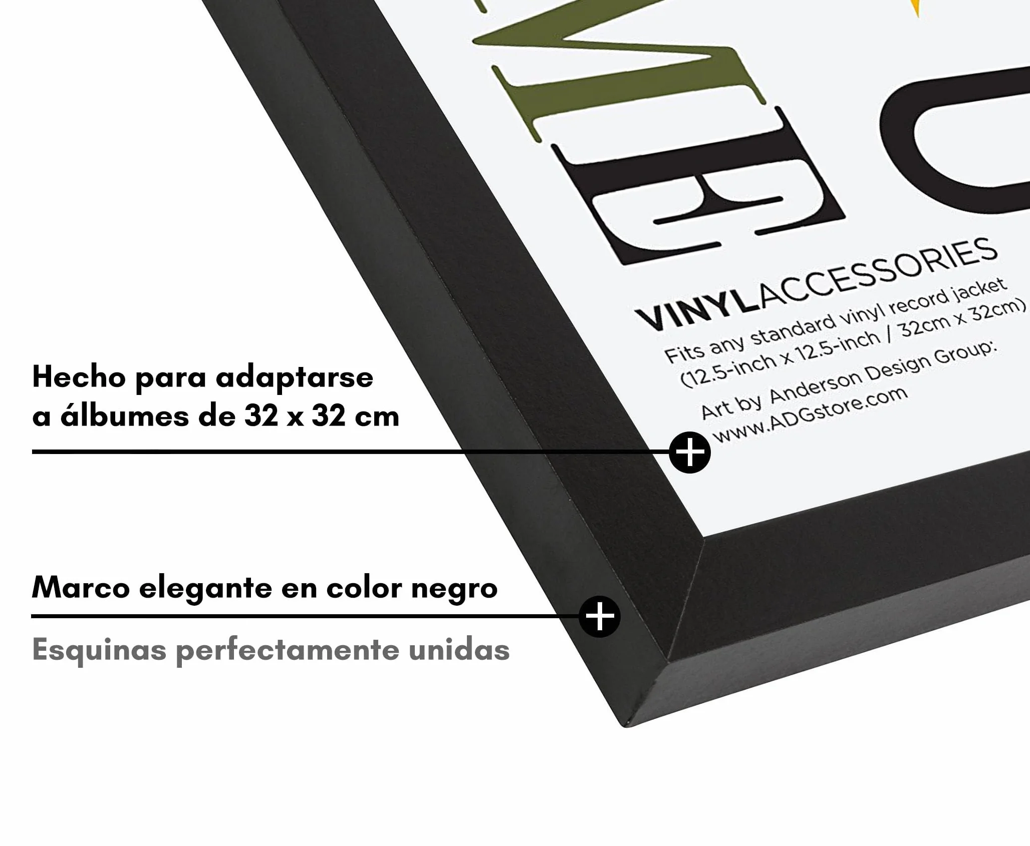 Americanflat Marco para Álbum de Vinilo 32x32 cm para Decoración - Marco de Aluminio Negro con Cubierta de Plástico Resistente y Montaje en Pared