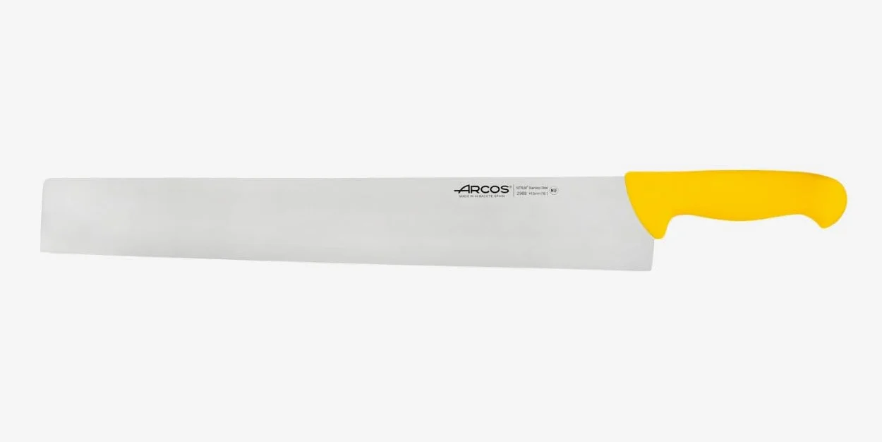 Arcos Serie 2900 - Cuchillo Salami/Queso - Hoja de Acero Inoxidable NITRUM de 410 mm - Mango inyectado en Polipropileno Color amarillo