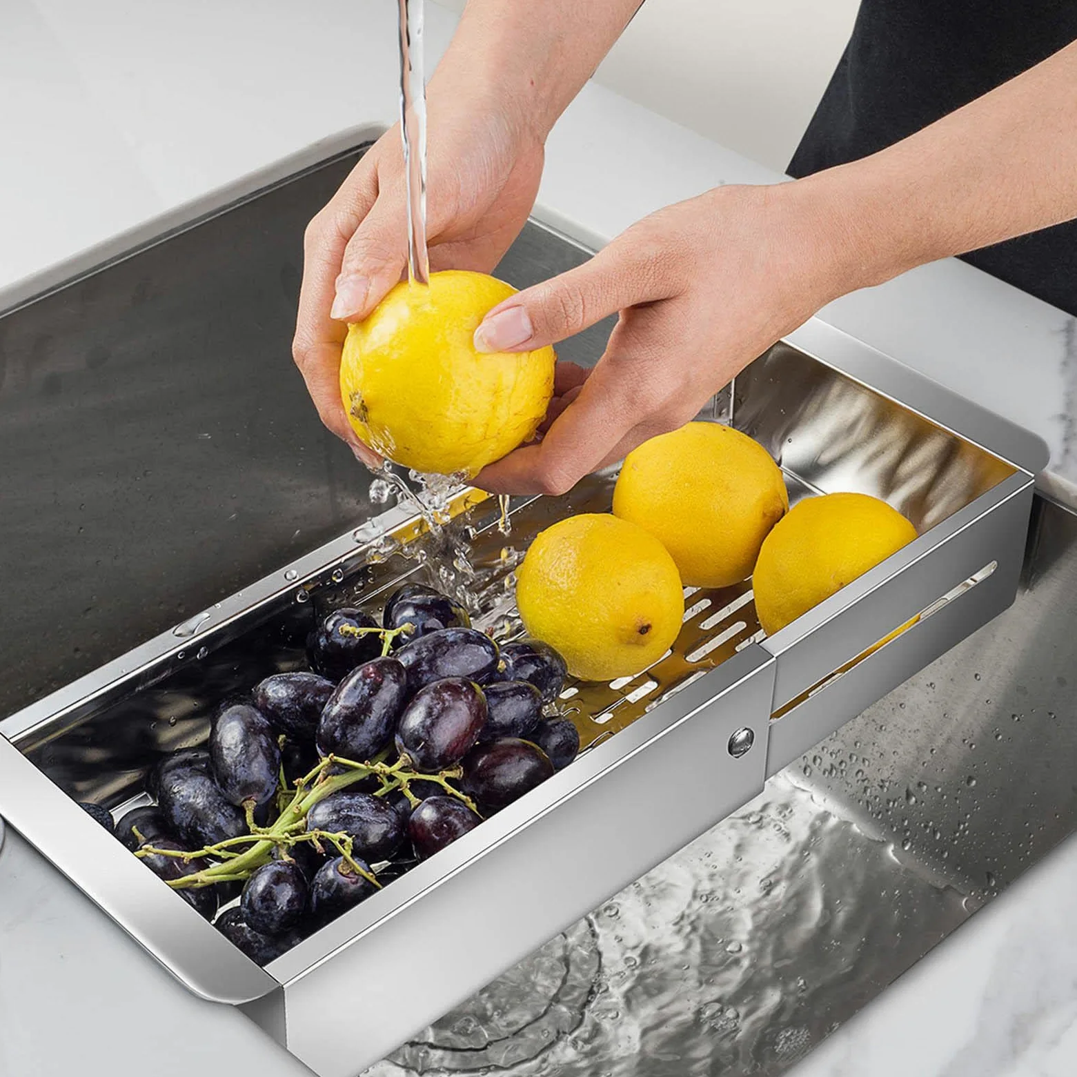 2 Pcs fregadero para fregadero cocina - Cestas colador expandibles | Comida frutas vegetales fideos Pasta Cesta , capaz extenderse 9,84 pulgadas a 16,33 pulgadas