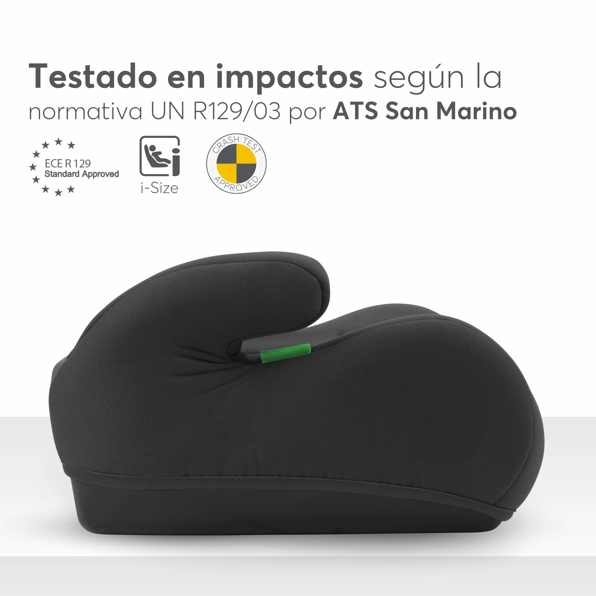 KikkaBoo Alzador Coche Niño i-UP, i-Size, 125-150 cm, Silla Coche Grupo 3, de 7 a 12 años, de 22 a 36 kg, Elevador Coche, Fácil Instalación con Cinturón, Negro