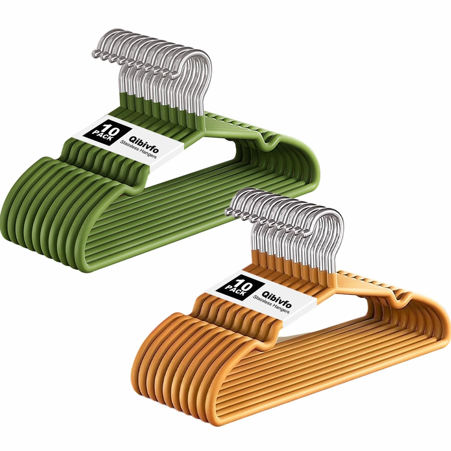Perchas Infantiles 29 cm Acero Inoxidable Antióxido Impermeables Antideslizantes Pack 20 Verde Aguacate Naranja