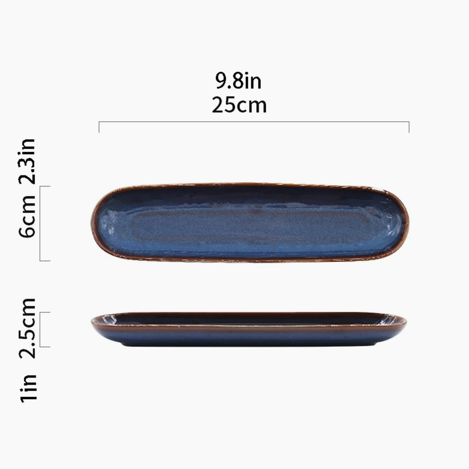 Platos Llanos Platos rectangulares de cerámica for sushi, plato de cocina de porcelana ovalada japonesa, plato largo grande de 15,7 pulgadas, apto for microondas/lavavajillas Platos postre(A)