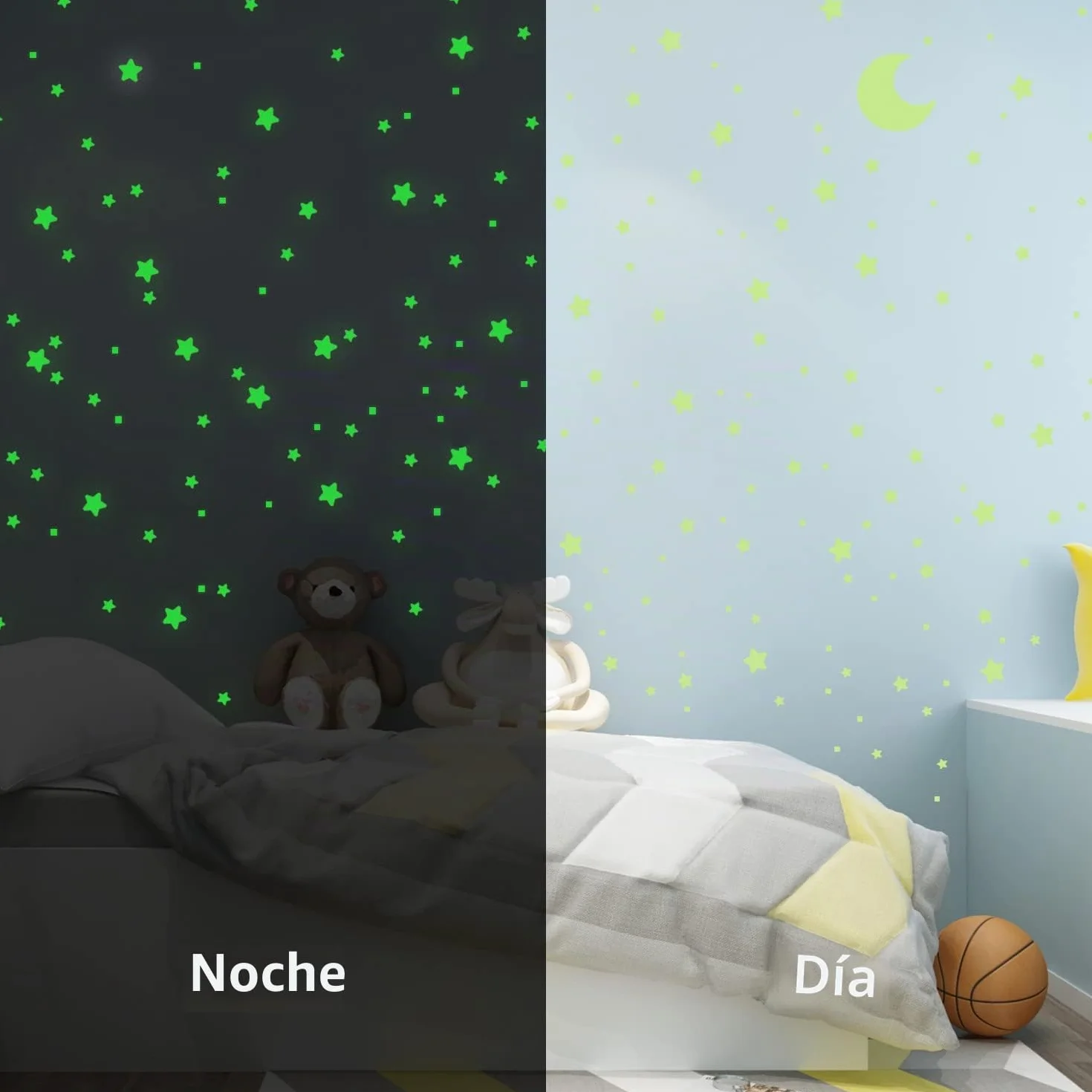 Estrellas Fluorescentes Pegatinas de Pared Decorativas Cielo Estrellado Brillante para Dormitorio Infantil
