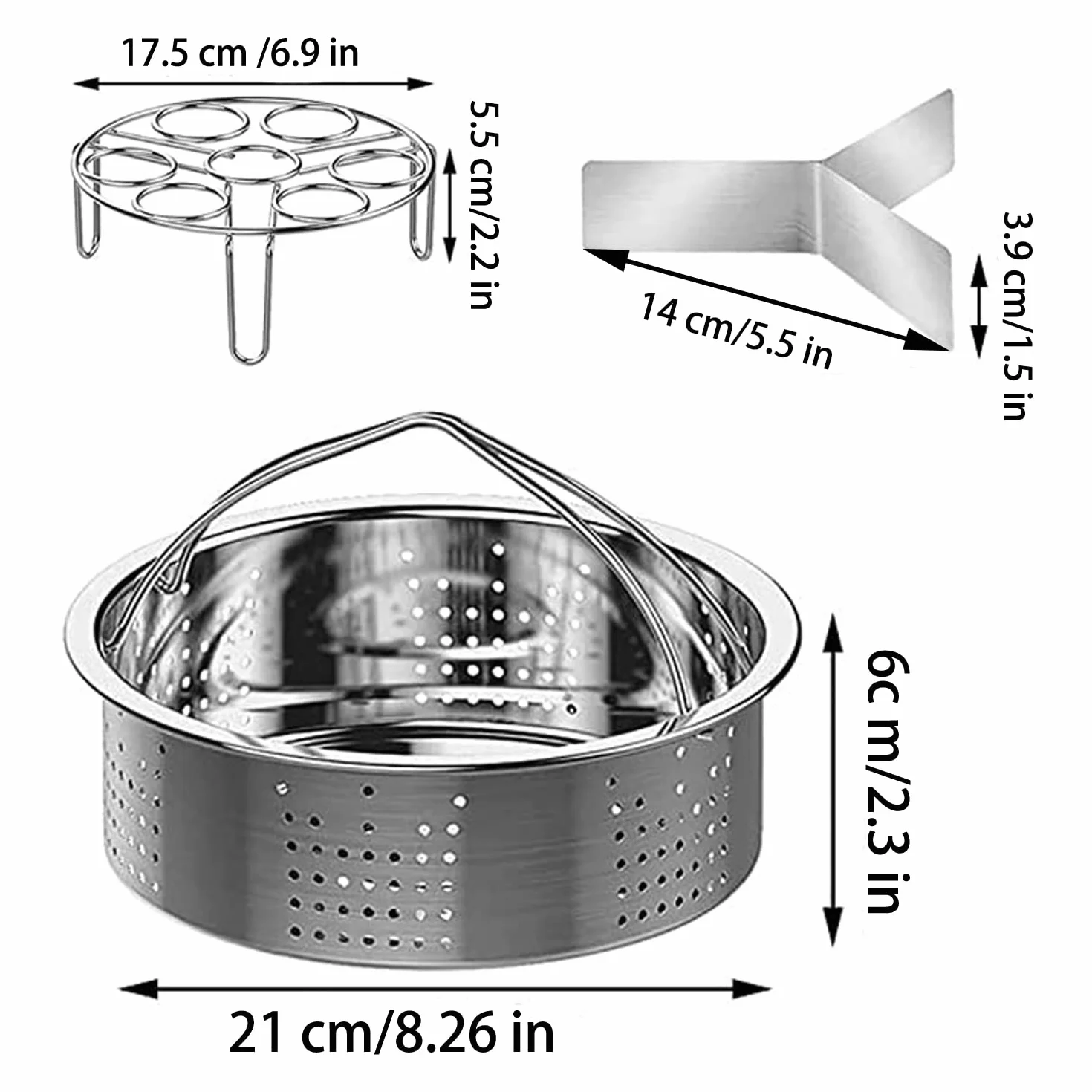 3 Piezas Rejillas Vaporera, Rejilla Vaporera Divisor, Rejilla Vaporera Huevos, Cesta Vapor Acero Inoxidable, Accesorios Olla Presión, Pared Divisoria Vaporera, para Verduras, Carne, Postres, Huevos