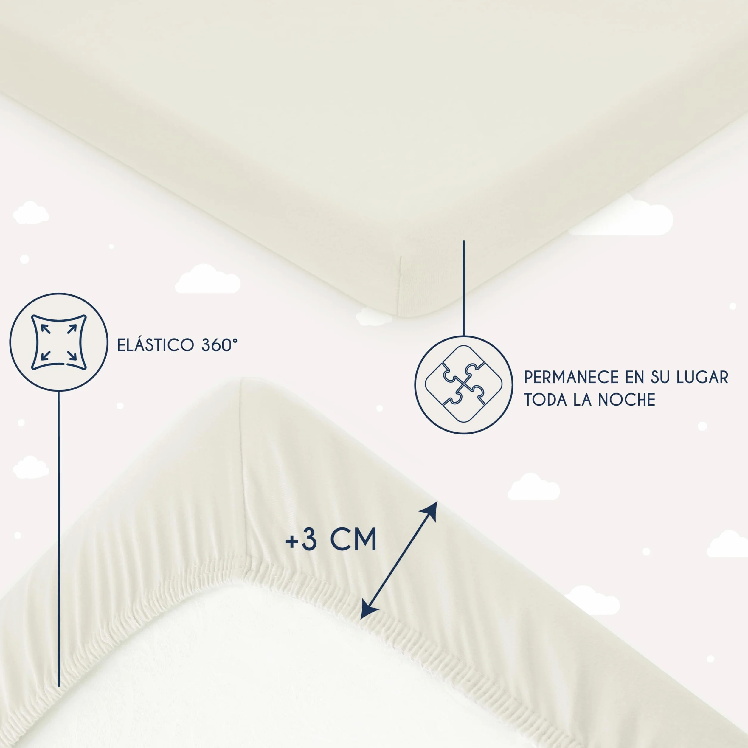 Dreamzie Juego de 2 Sabanas Cuna 60x120 Algodon Ajustables - Oeko Tex Certificado - Blanco Y Beige - Sabana Bajera Cuna 60x120 Algodon 100% Jersey