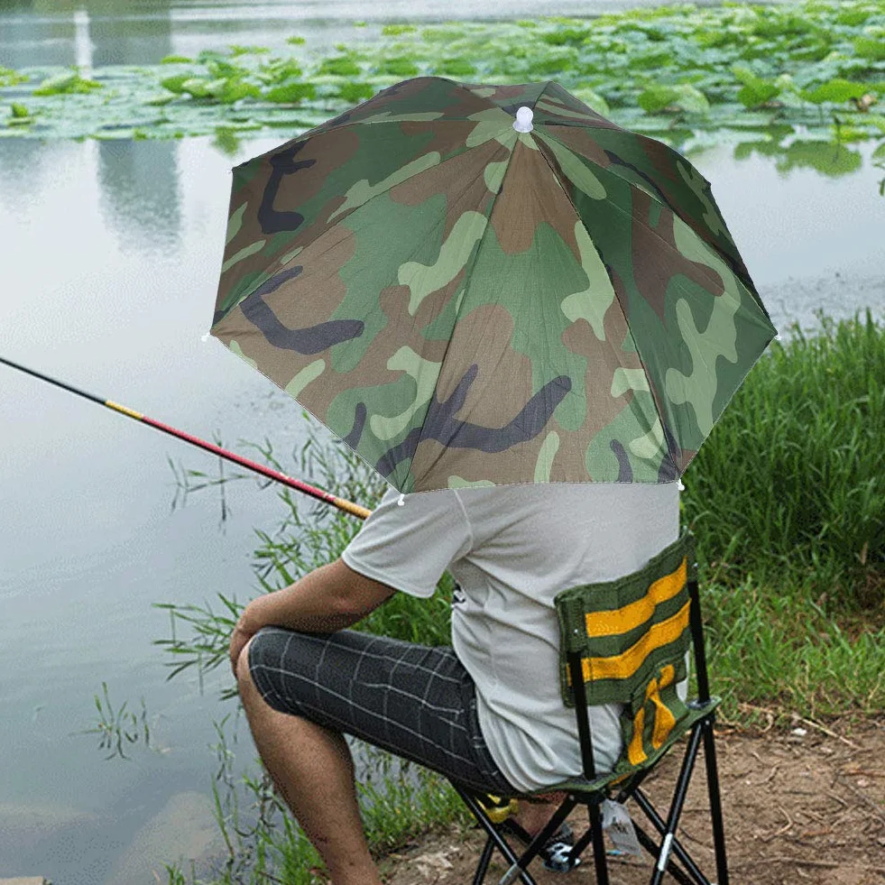 Fdit Sombrero Paraguas Camuflaje Pesca Sol Niños Adultos Actividades al Aire Libre Senderismo Camping