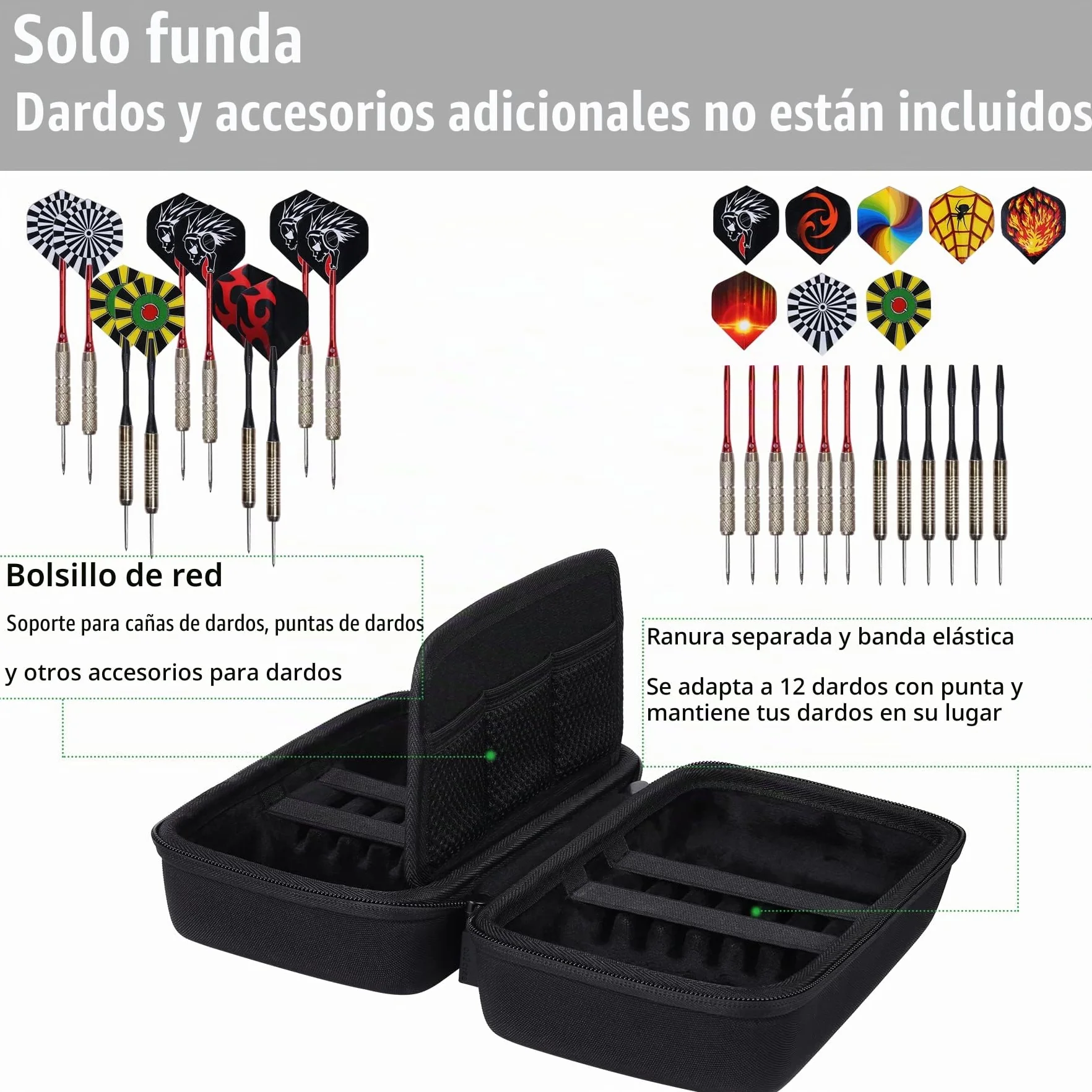 co2CREA Funda Rígido de Repuesto para Juego de 12 Dardos con Punta de Acero o Dardos con Punta Blanda(Funda Solo,Case Only)
