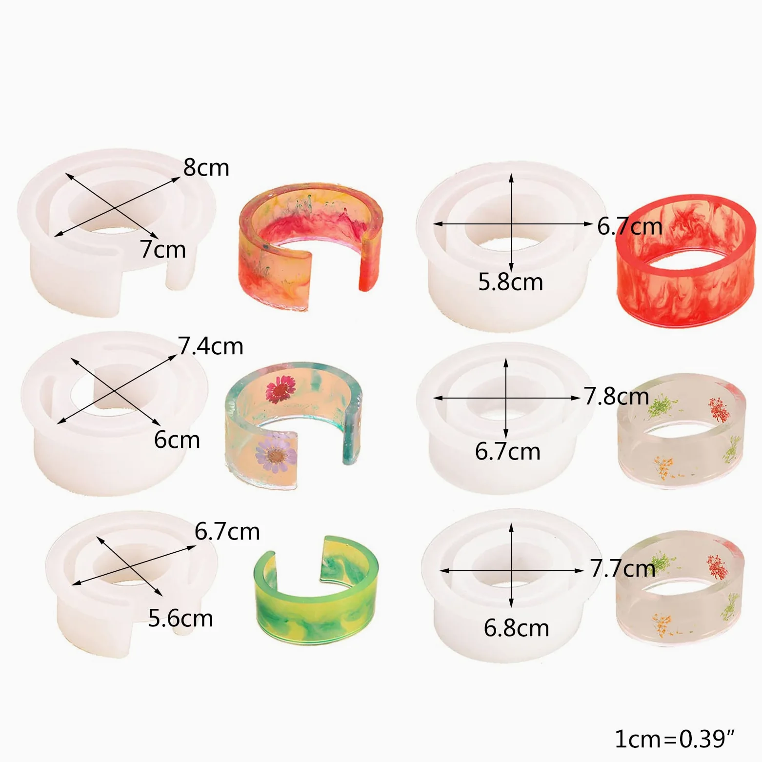 Brazalete Brazalete de Resina Molde de Fundición Silicona Transparente | Herramientas para hacer joyas, silicona transparente, resina fundida, pulsera abierta para puños, flores secas