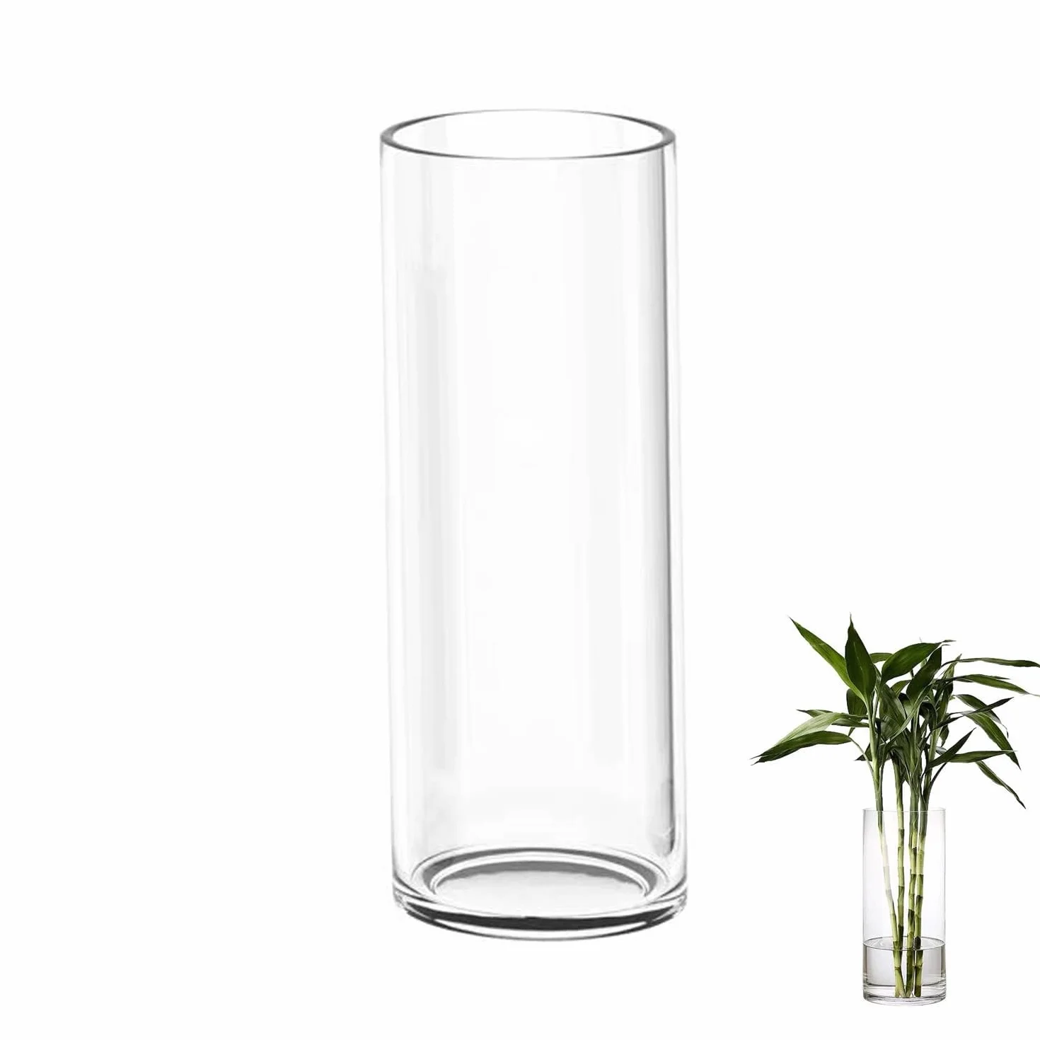 TSKDKIT Jarrón grande de cristal para flores de 30 cm, jarrón cilíndrico de vidrio, jarrones transparentes para sala de estar, jarrones grandes modernos de 30 x 10 cm