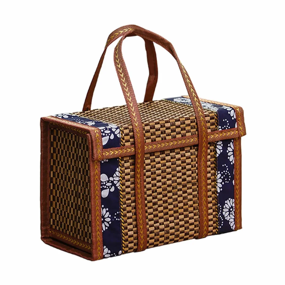 Cesta de picnic for tejer, soporte for frutas: cesta de pan de mano, postre, aperitivos, contenedor, nuez, organizador de repostería for cocina, viajes, recepción, suministros de comedor.(35X22X18CM)