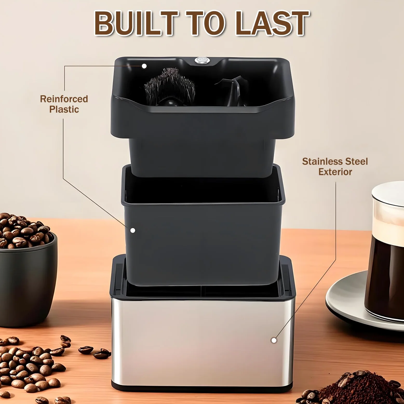 Limpiador de portafiltros eléctrico para Espresso, automático con Cabezales de Cepillo y Dos raspadores, Compatible con portafiltros de 58 mm para una o Dos Tazas. Black