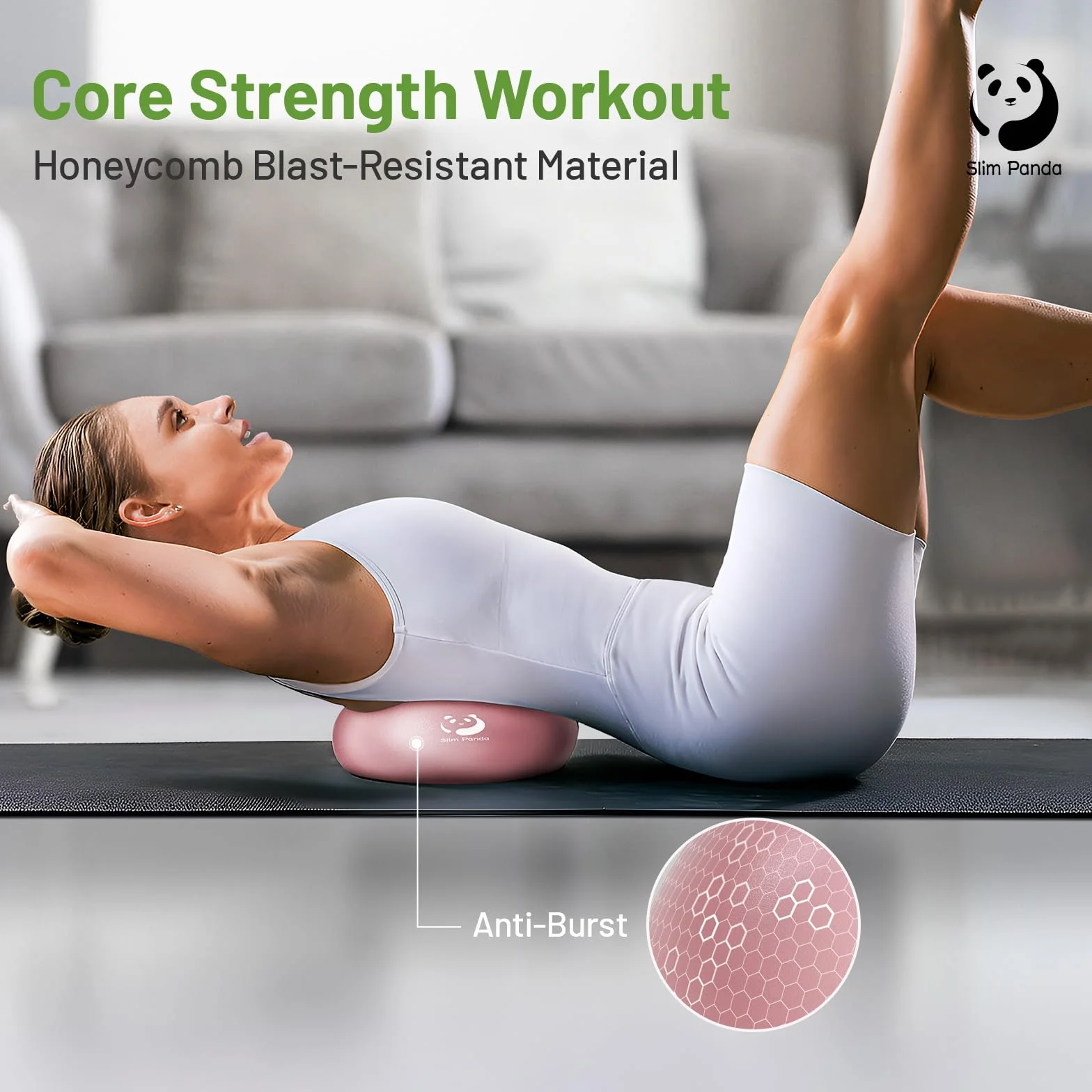 Slim Panda Pelota de Pilates 23cm Antiexplosión Antideslizante con Bomba
