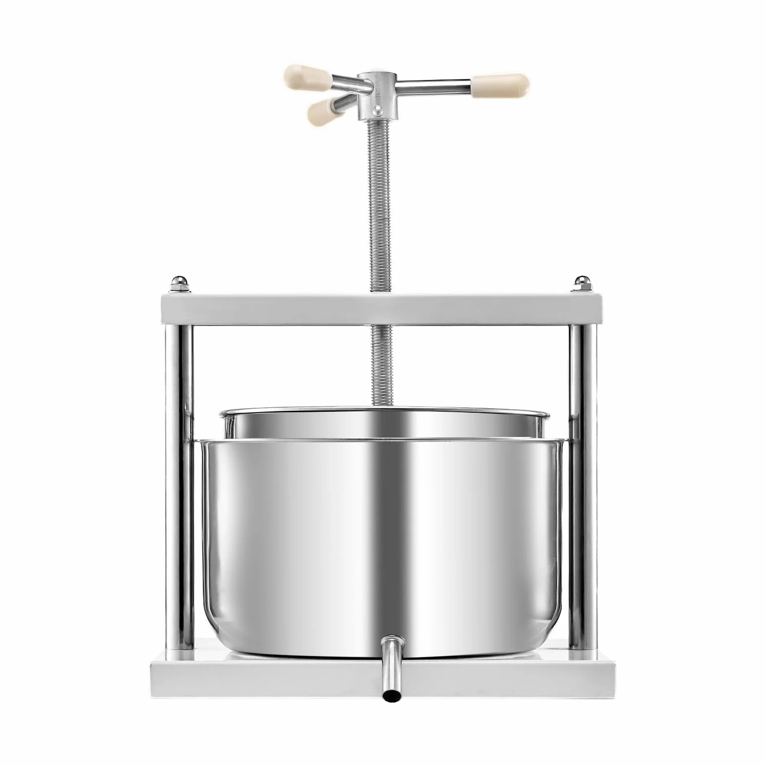 VEVOR Prensa de Vino de Frutas 12 L, 2 Barriles de Acero Inoxidable, Exprimidor Manual, para Hacer Sidra, Manzana, Uva, Tintura, Miel, Aceite de Oliva con Mango Triangular, 370 x 355 x 665 mm