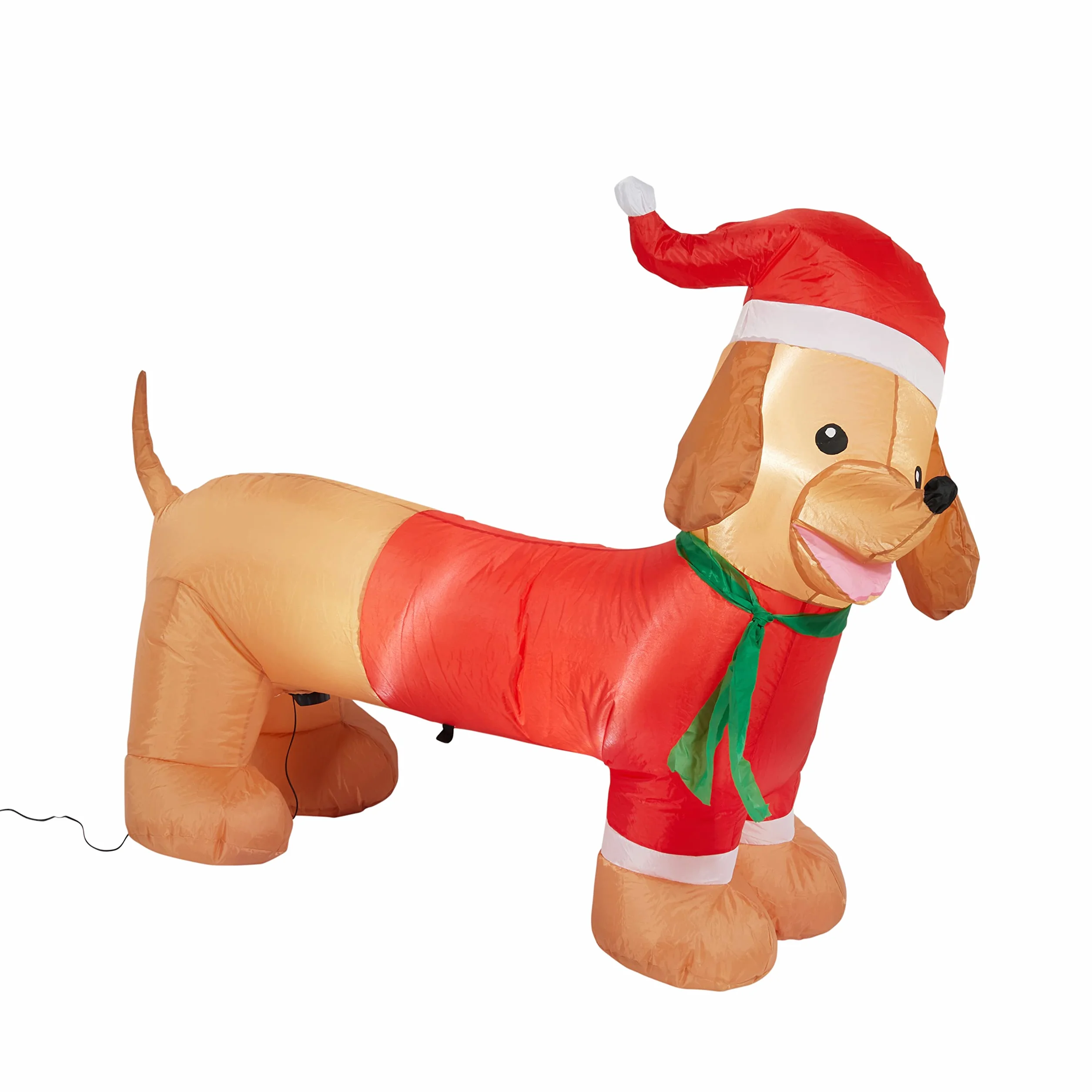Lights4fun LED Dachshund Iluminación de Navidad Hinchable para Exterior, decoración navideña Inflable, decoración de Perro Salchicha Americano