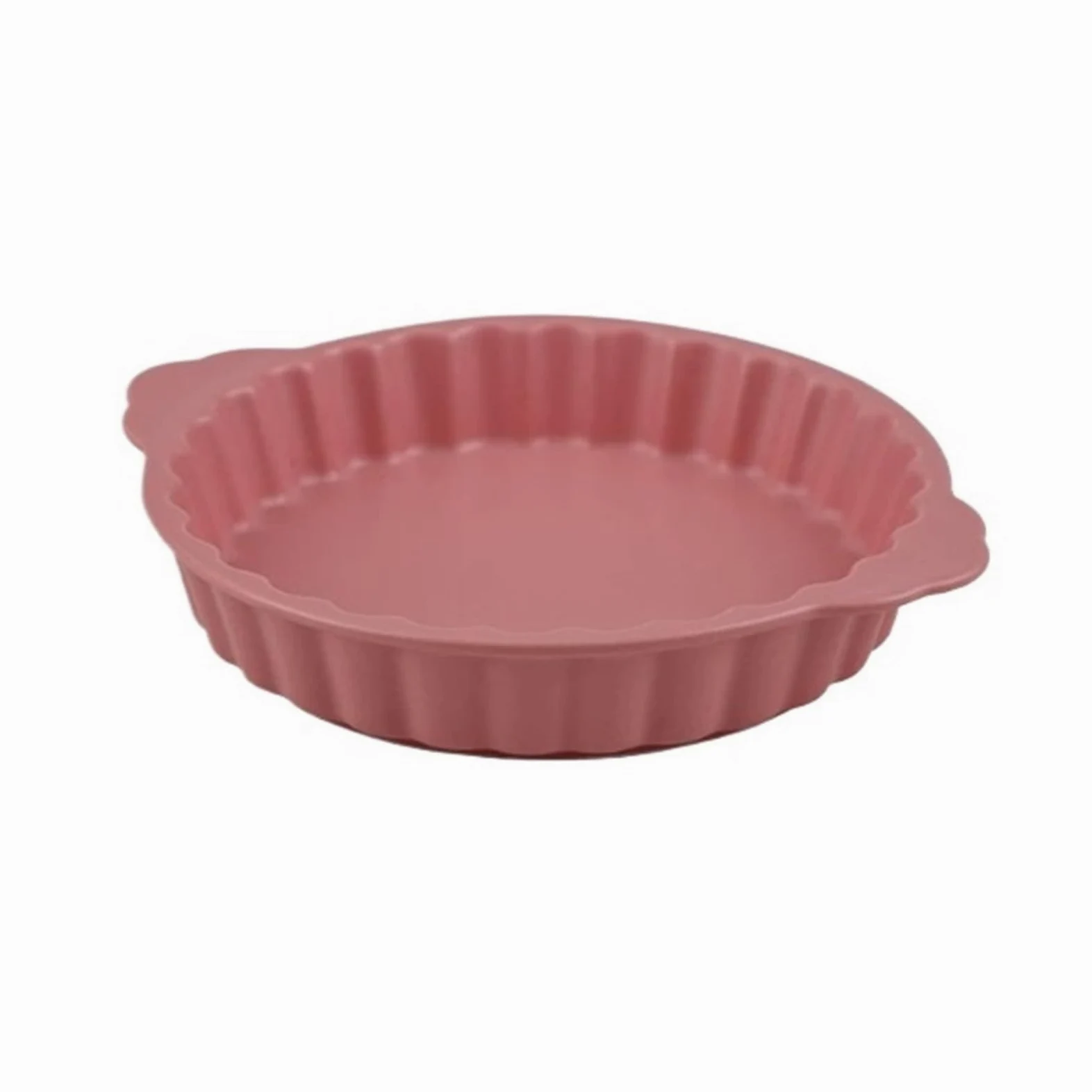 Versátil Fuente for hornear de cerámica creativa con adornos encaje y asas(Pink,Medio)