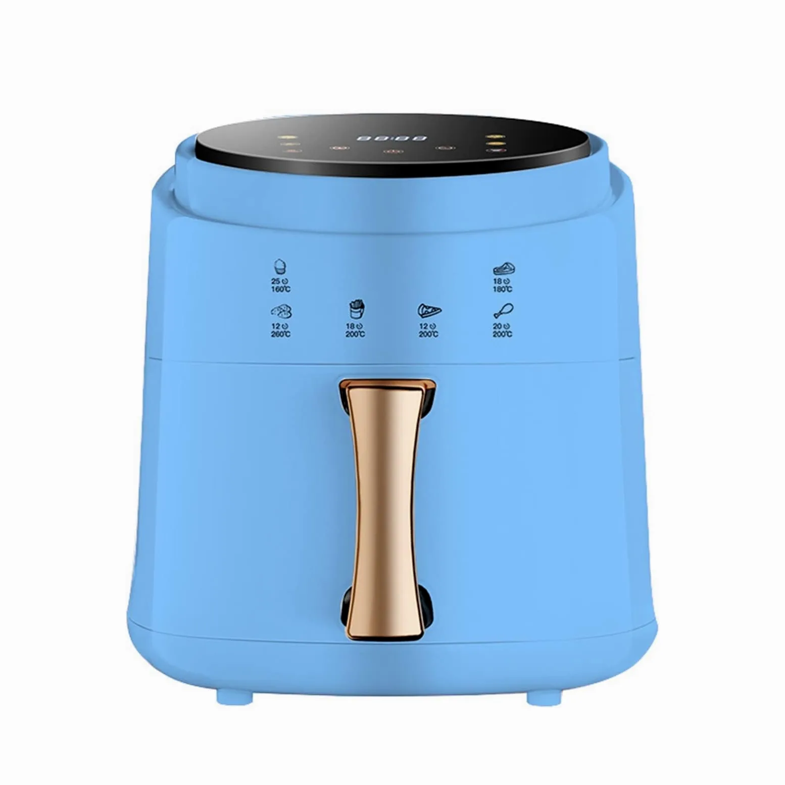 Horno freidora de aire con circulación rápida de aire, sin aceite, temporizador de 60 minutos, temperatura ajustable, cesta antiadherente, receta incluida, control inteligente para comidas familiares