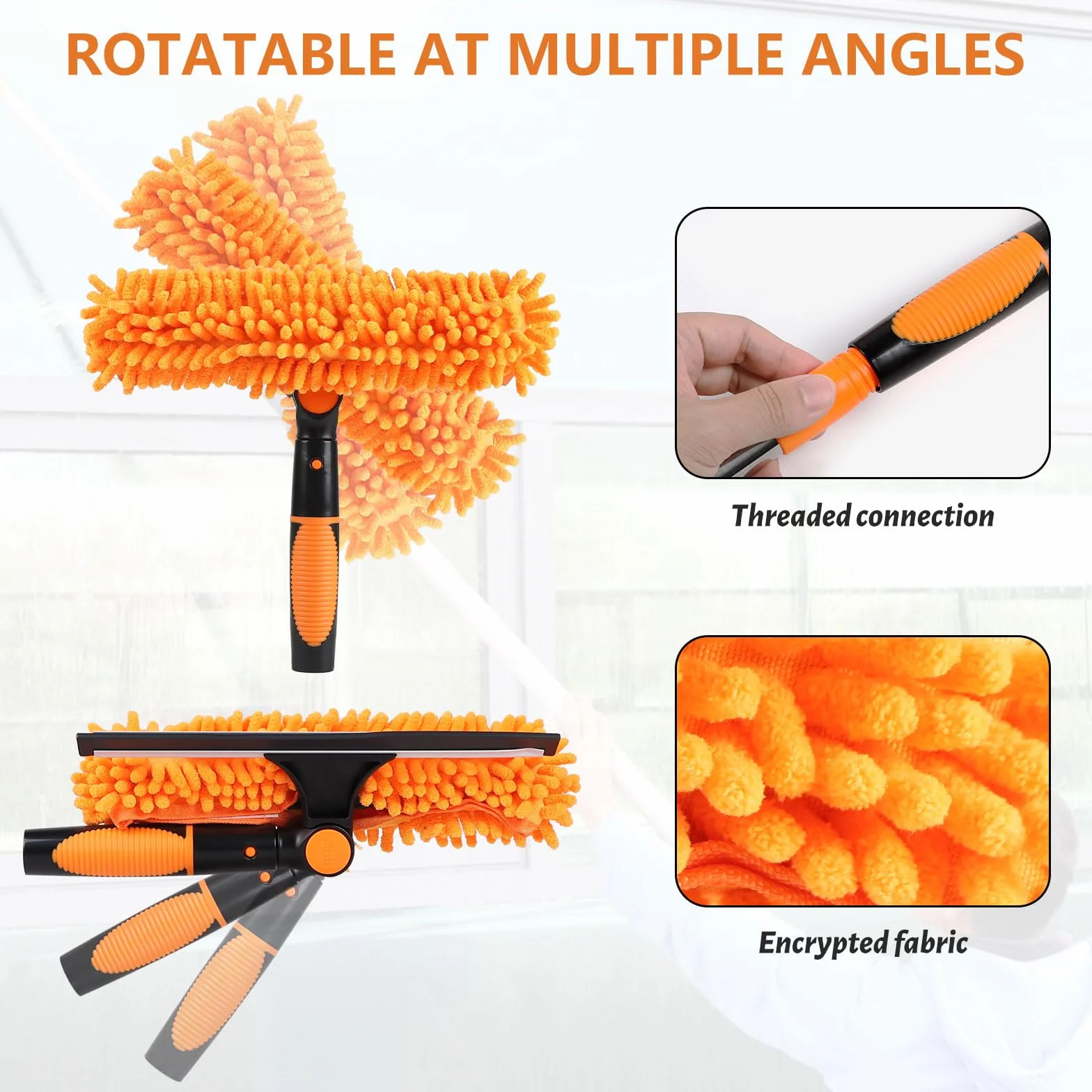 LALAGO Plumero Atrapapolvo, Kit de Limpieza de limpiaparabrisas 2 en 1, Plumero Telescopico Extensible de 1,5 a 4,5 m, Atrapapolvo Microfibra para Limpieza Techo,Ventiladores de Techo Alto (Set B)