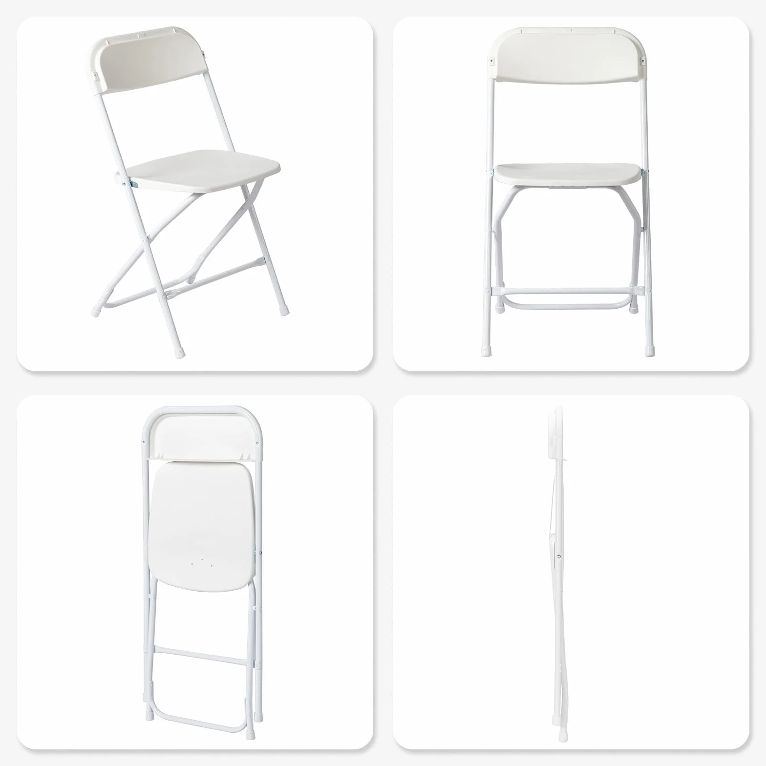 Bonnlo Set de 6 Sillas Plegables – Sillas de Comedor, Jardín, Camping, Plegables, para Balcón, Sala de Estar, Restaurante y Conferencias, Ergonómicas, 47x47x75 cm, hasta 150 kg, Blanco