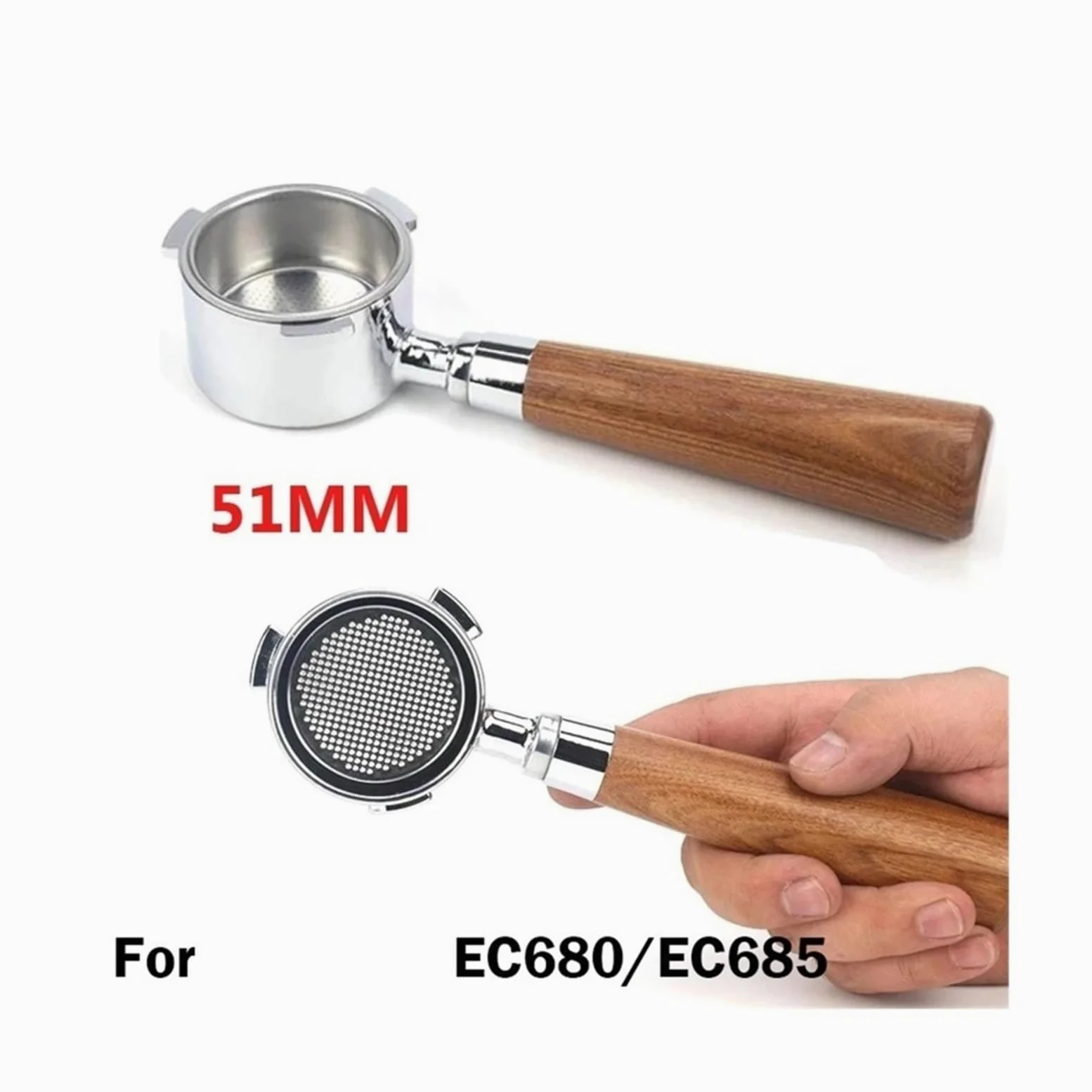Cesta De Filtro Desnudo Portafiltro Sin Fondo For Café De 51MM, Compatible Con Delonghi Dedica, EC680 EC685, Accesorios For Cafetera Expreso, Herramientas De Barista(2.0 Wdt Tool)