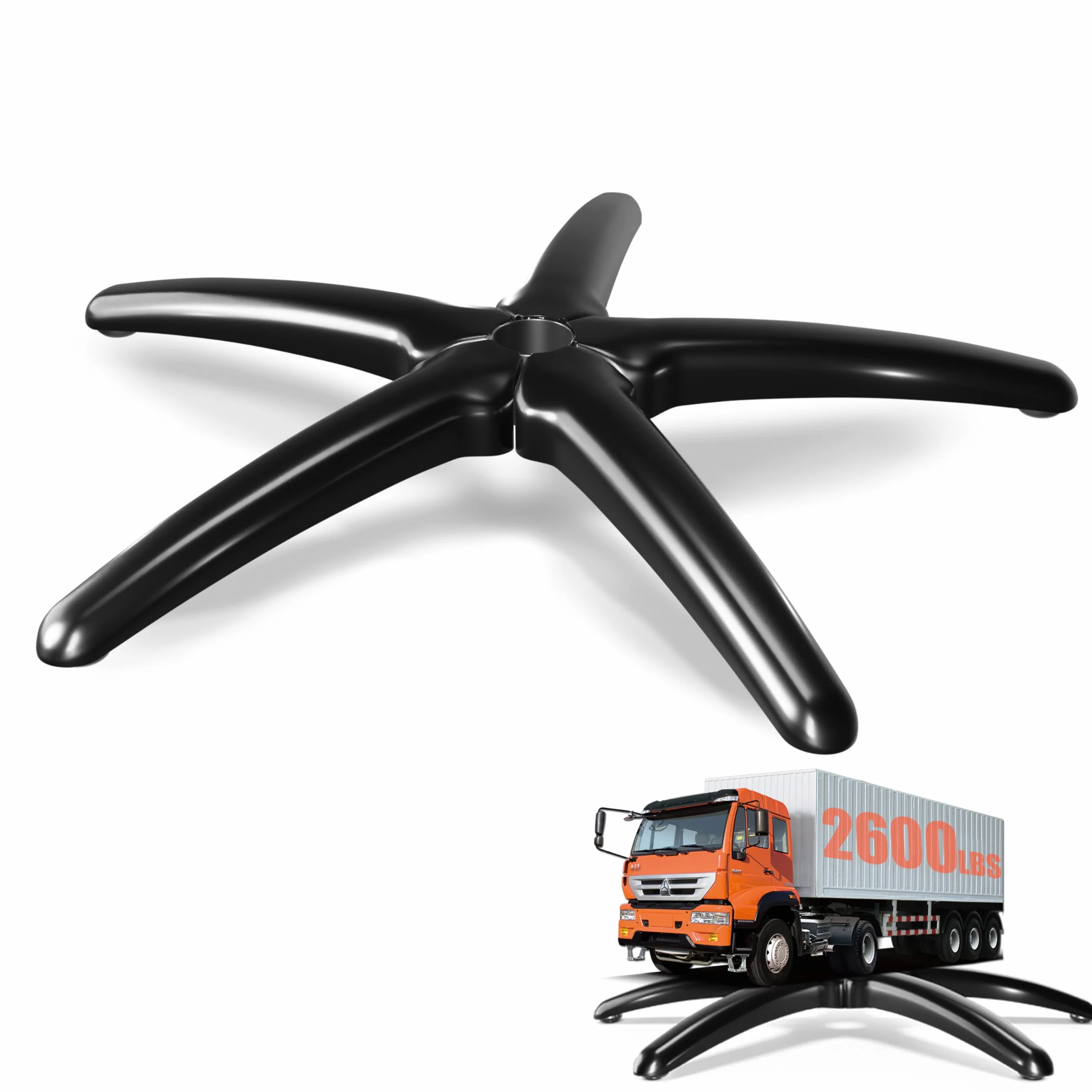 Sytopia SYT-Base - Base en cruz para silla de oficina - 200 kg - Base de metal - Extra estable - Diámetro: 70 cm - Compatible con ruedas de 11 mm x 22 mm y resorte de gas de 50 mm