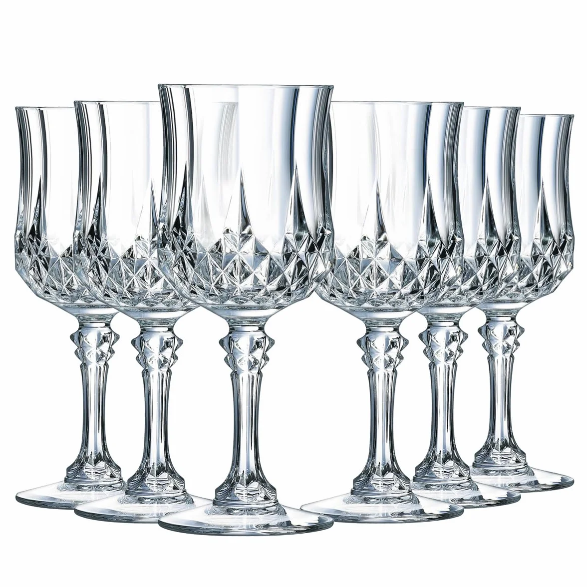 Cristal D'Arques Copas de Vino Longchamp 25 cl Juego de 6 | Vidrio Kwarx de alto brillo, copas de cristal con pie, apto para lavavajillas, fabricado en Francia
