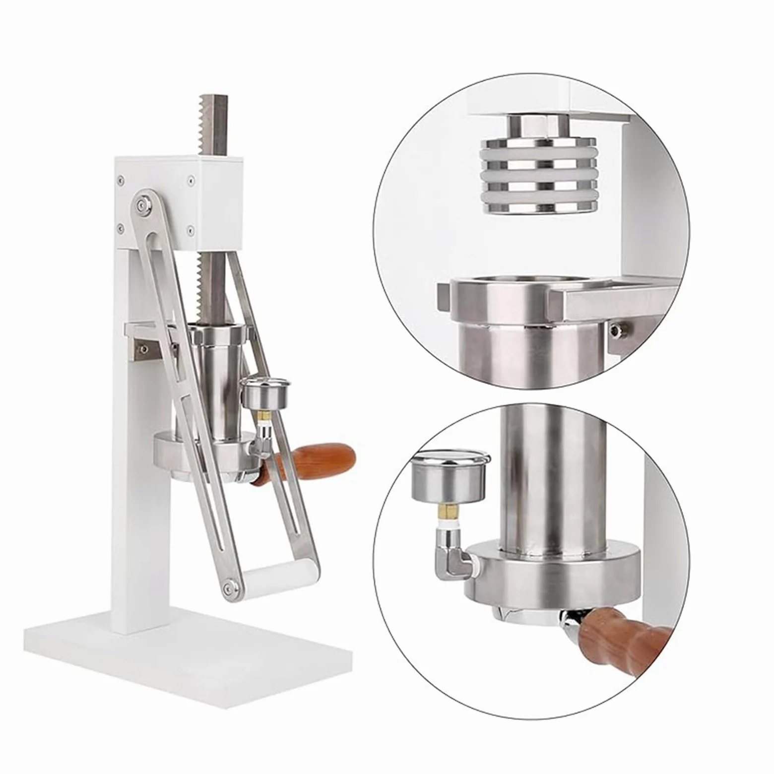 Máquina de espresso de palanca manual, máquina de prensa de espresso con cámara de presión, pistón y mango sin fondo para uso doméstico y exterior