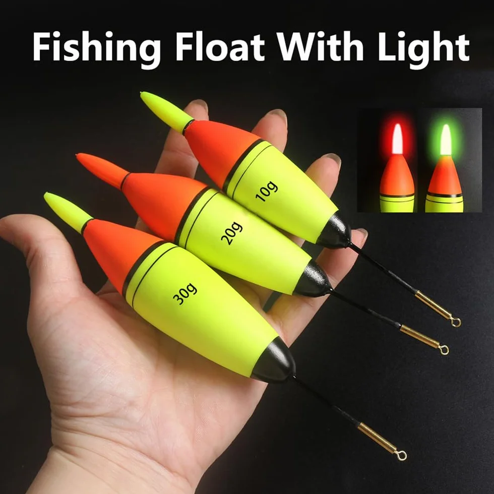 Flotadores de pesca EVA luminosos LED rojo para pesca nocturna 10 g 3 unidades