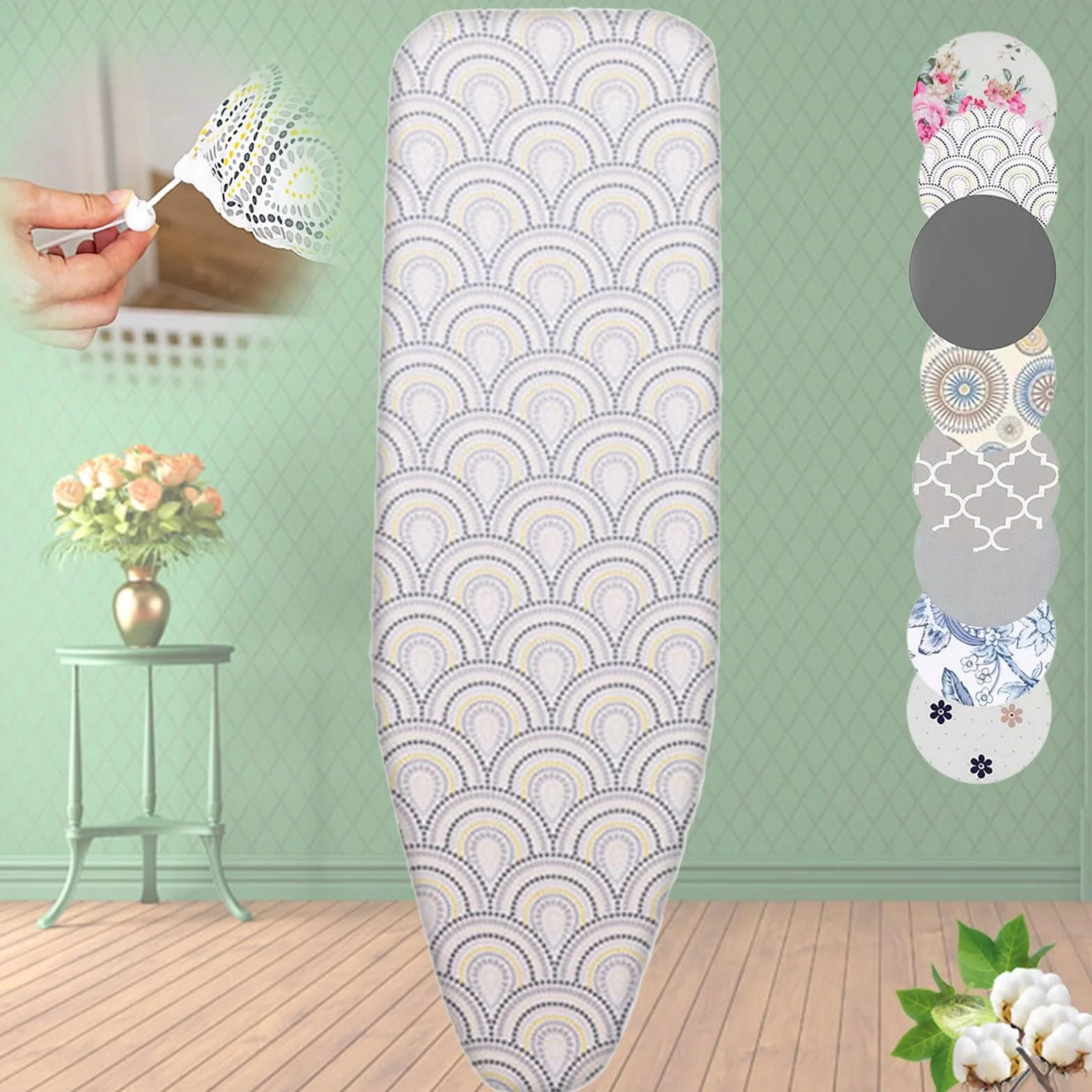 Funda para tabla de planchar resistente de 128 x 40 cm, acolchado de repuesto con cordón, se adapta a mesas de planchar estándar, color pavo real, duradera y fácil de usar