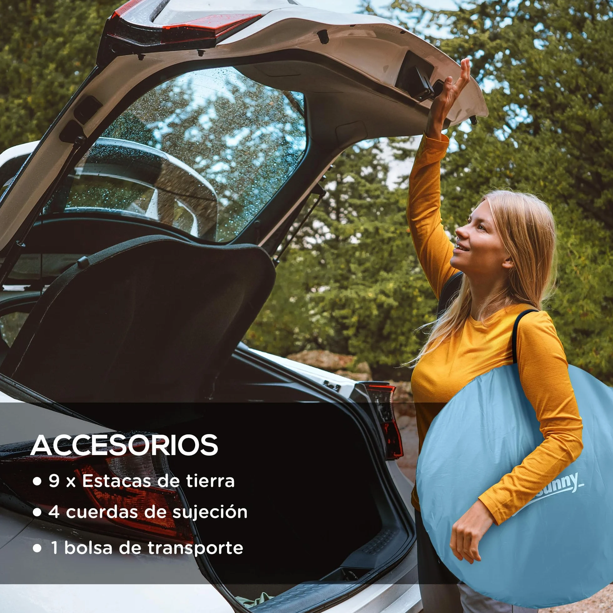 Outsunny Tienda de Campaña 2-3 Personas Pop-Up Impermeable 2000 mm 245x148x105 cm Azul