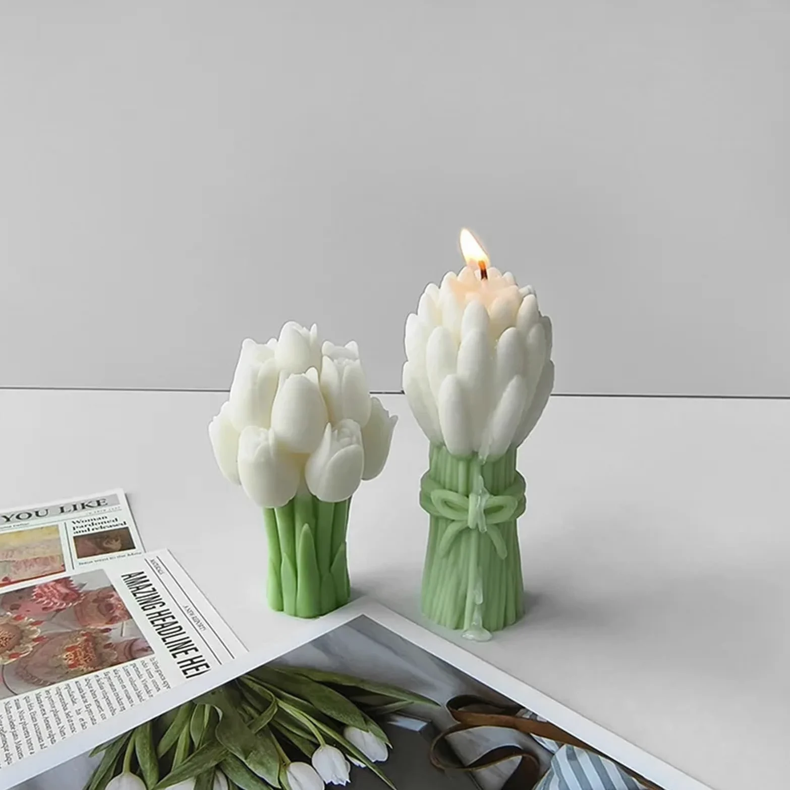 Molde Velas Perfumadas Moldes de silicona for velas con ramo de lavanda 3D, hecho a mano, flor de tulipán, jabón de resina, molde de escayola, herramienta de fabricación for manualidades, hogar, 1 Uds
