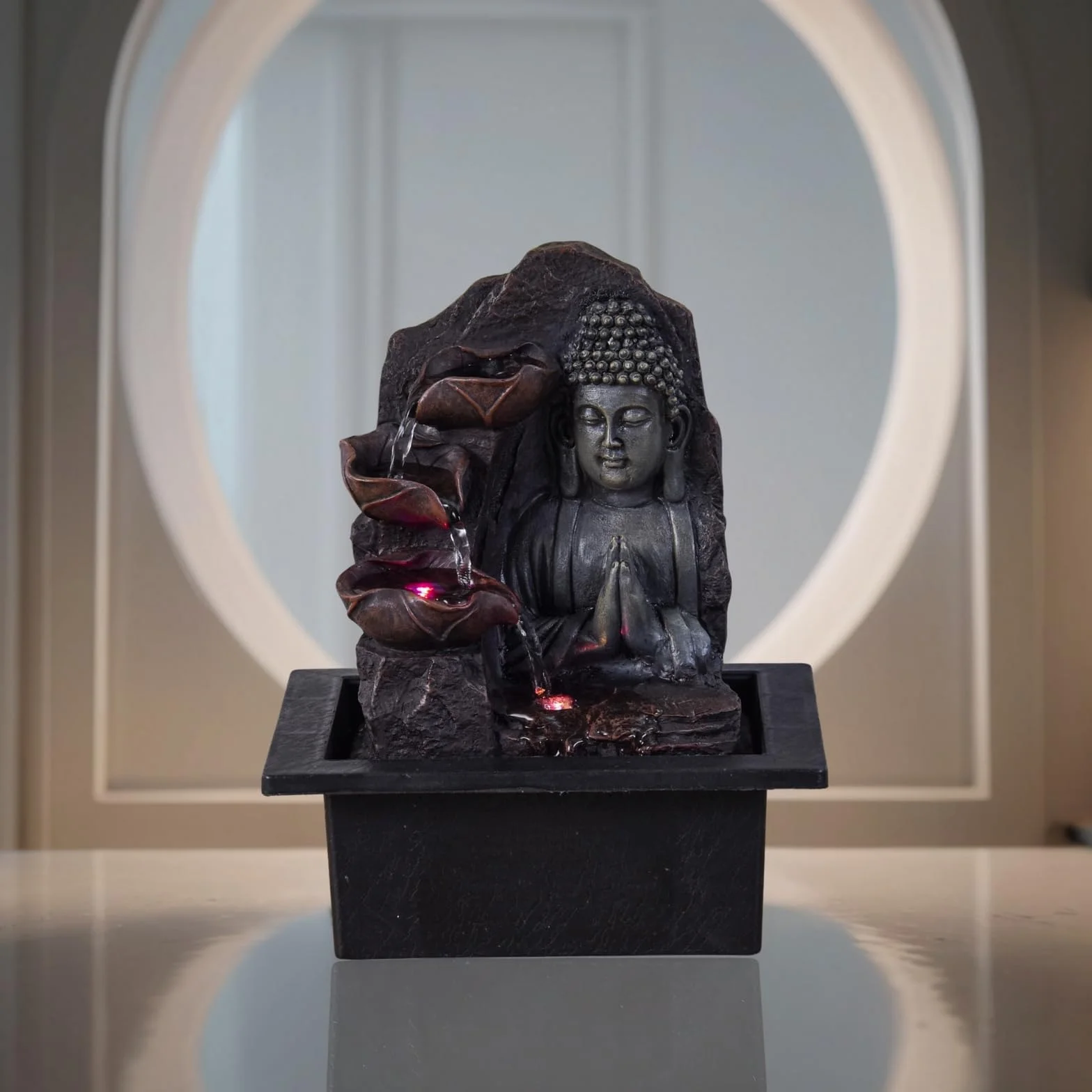 Zen'Light SPIRITUALITE Fuente de polirresina marrón Oscuro 21 x 21 x 26 cm