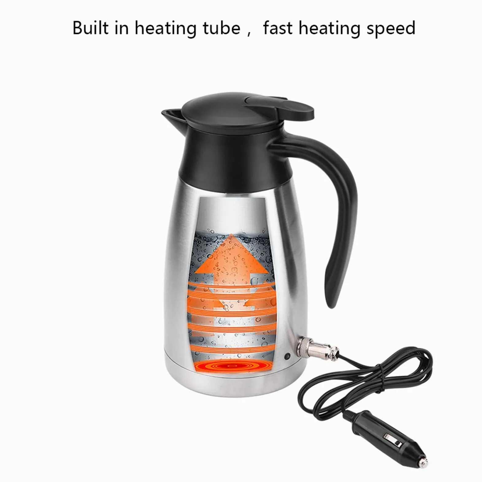 Yctze Caldera eléctrica en la taza de calefacción del coche - 1000 ml 12 V 24 V Electricidad de acero inoxidable en la caldera del coche - viaje - termos