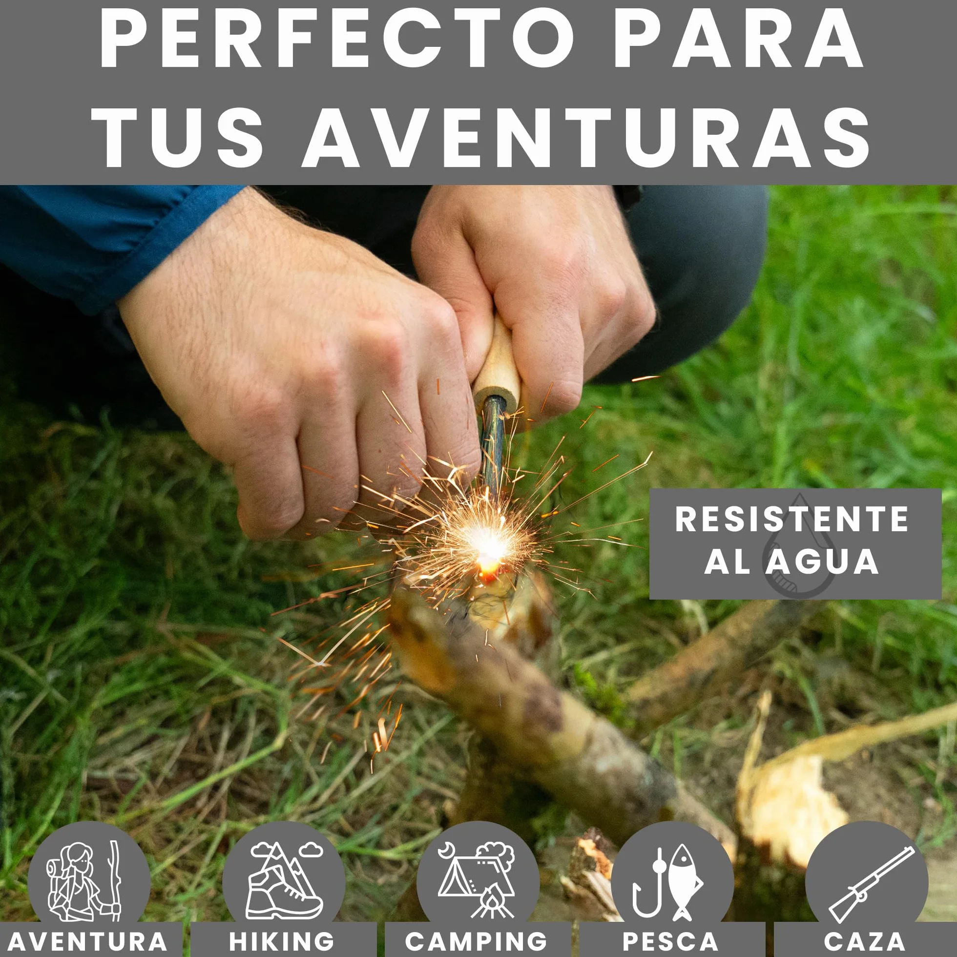 ecoFire Profesional Kit Supervivencia Pedernal Ferrocerio Pulsera Paracord Mechero Iniciador Fuego Camping Bushcraft