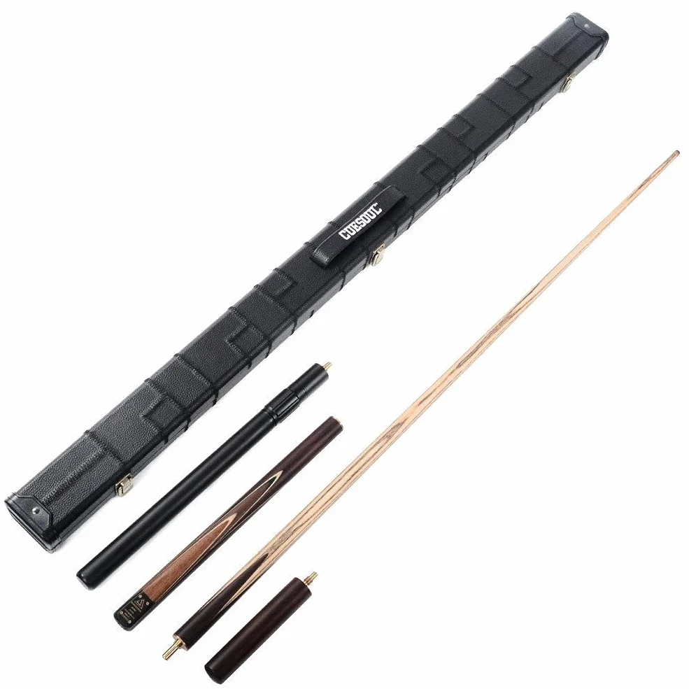 CUESOUL Clásico Hecho a Mano de 57 Pulgadas Rosewood 3/4 Pieza Snooker Cue con Caja Negro y Aluminio Telescopio Extensión