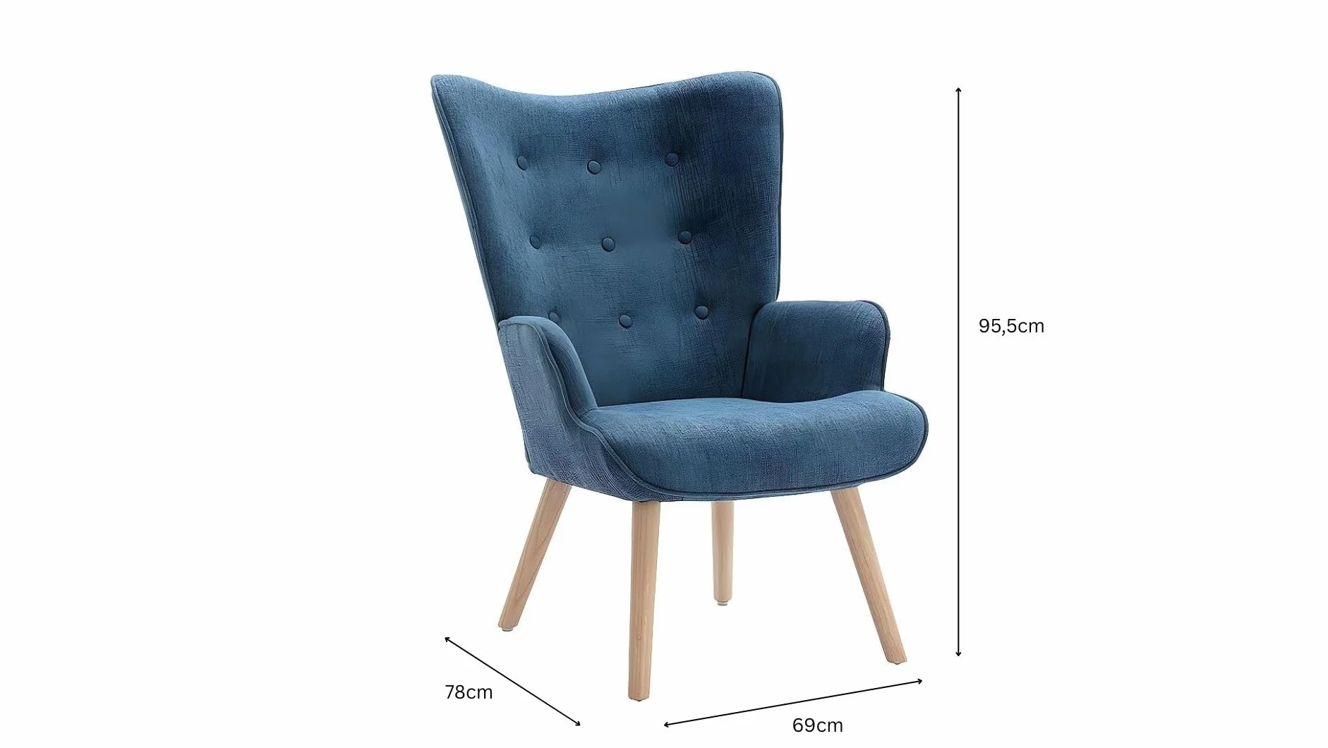 Venta-Unica - Sillón de Tela Azul VATELY