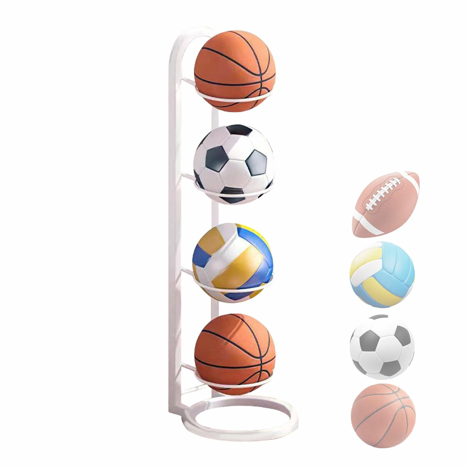 Soporte Balones Multifunción Estante Almacenamiento Voleibol Hierro 5 Capas Resistente Óxido