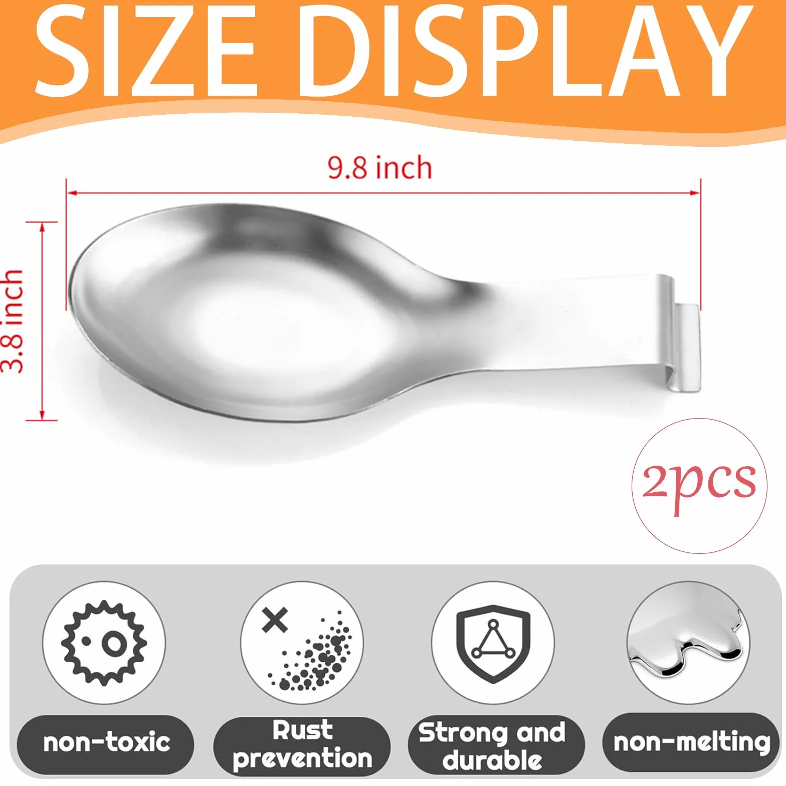 2 Piezas Soporte De Cuchara Plata Mate, Soporte De Cuchara De Acero Inoxidable Para Encimera De Cocina, Reposa Cucharas Cocina, Soporte Cucharas Cocina, Descanso Para Utensilios