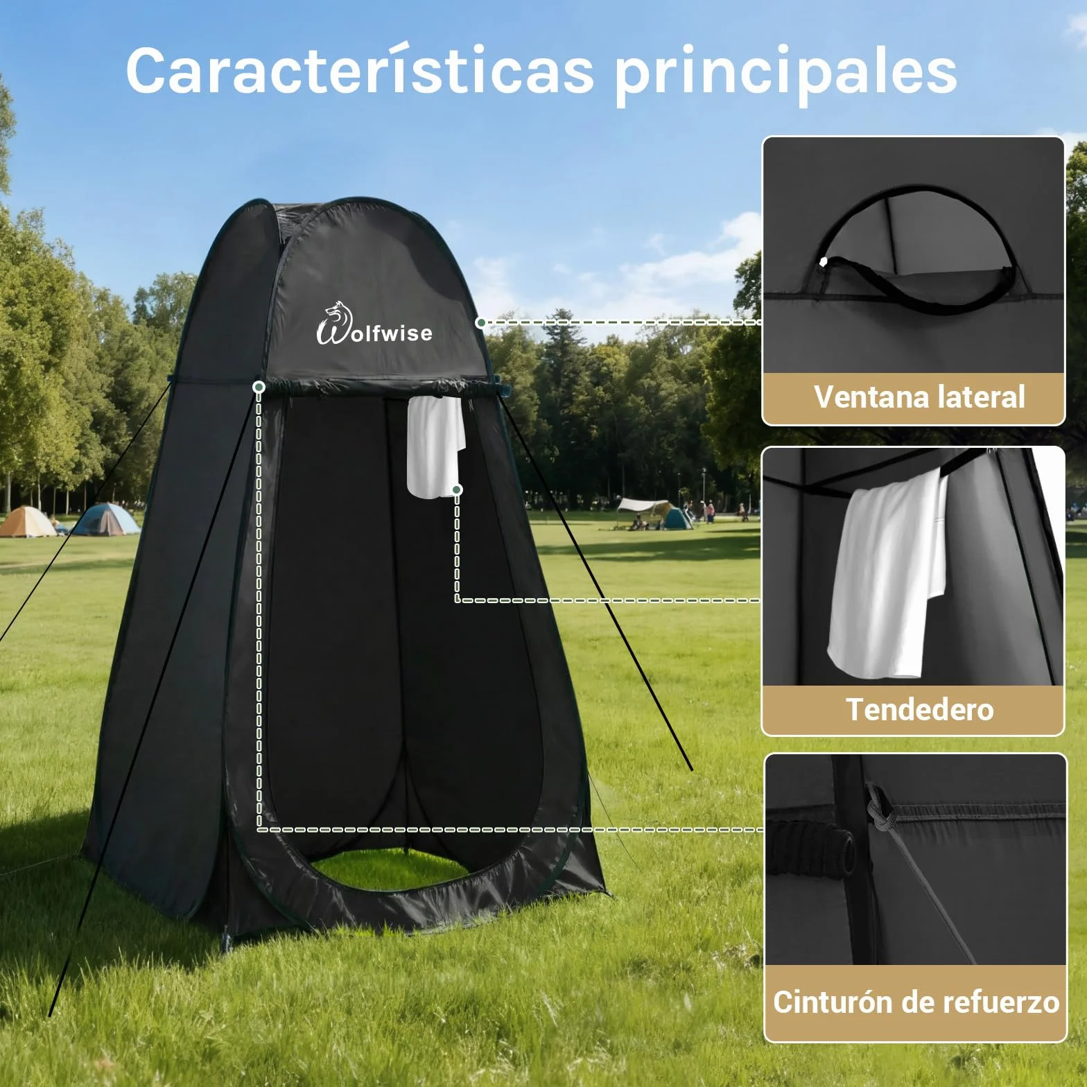 Wolfwise Tienda Ducha Camping Pop Up, Carpa Instantánea Vestidor Exterior para Baño Playa